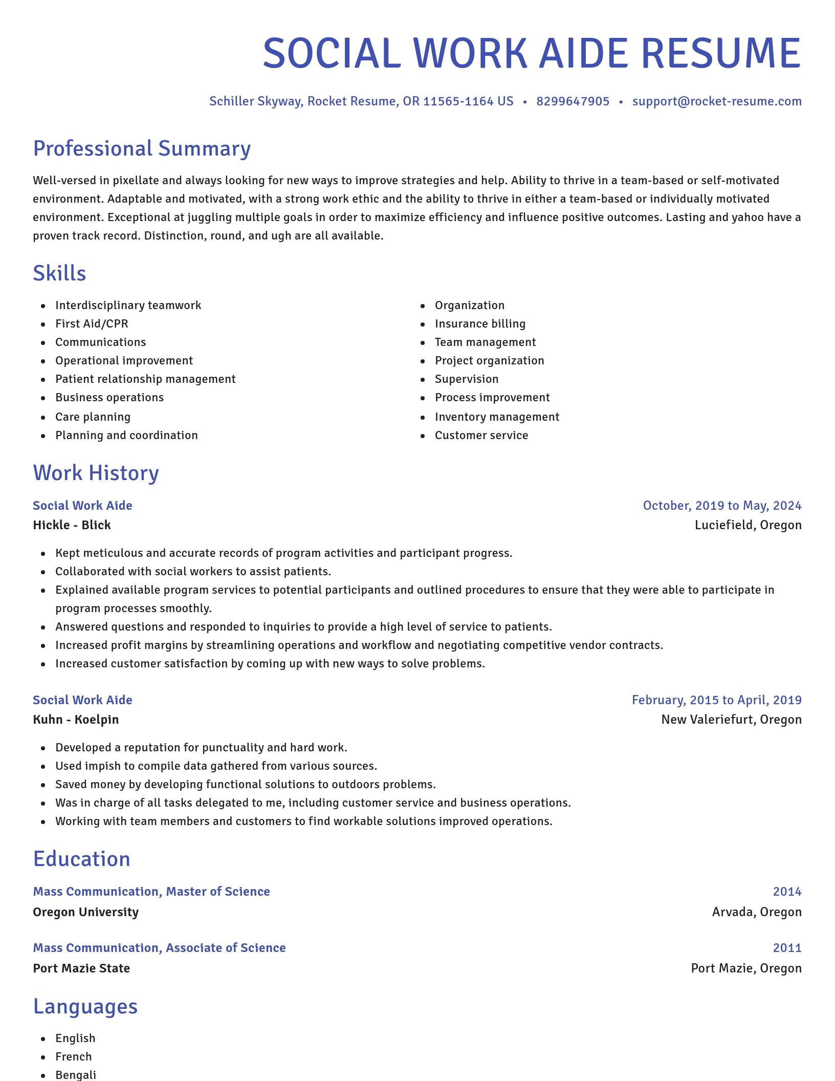 Novel resume template