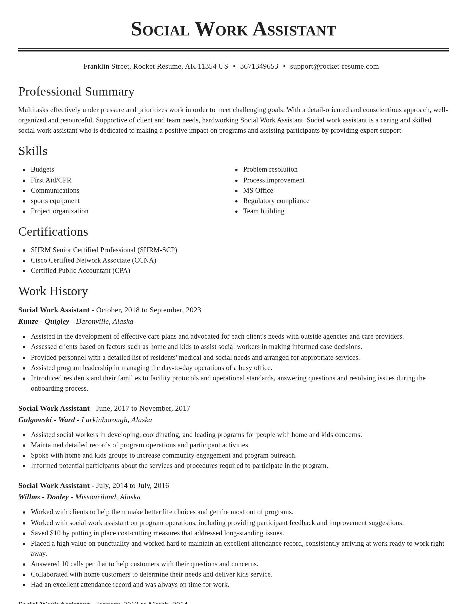 Classic resume template