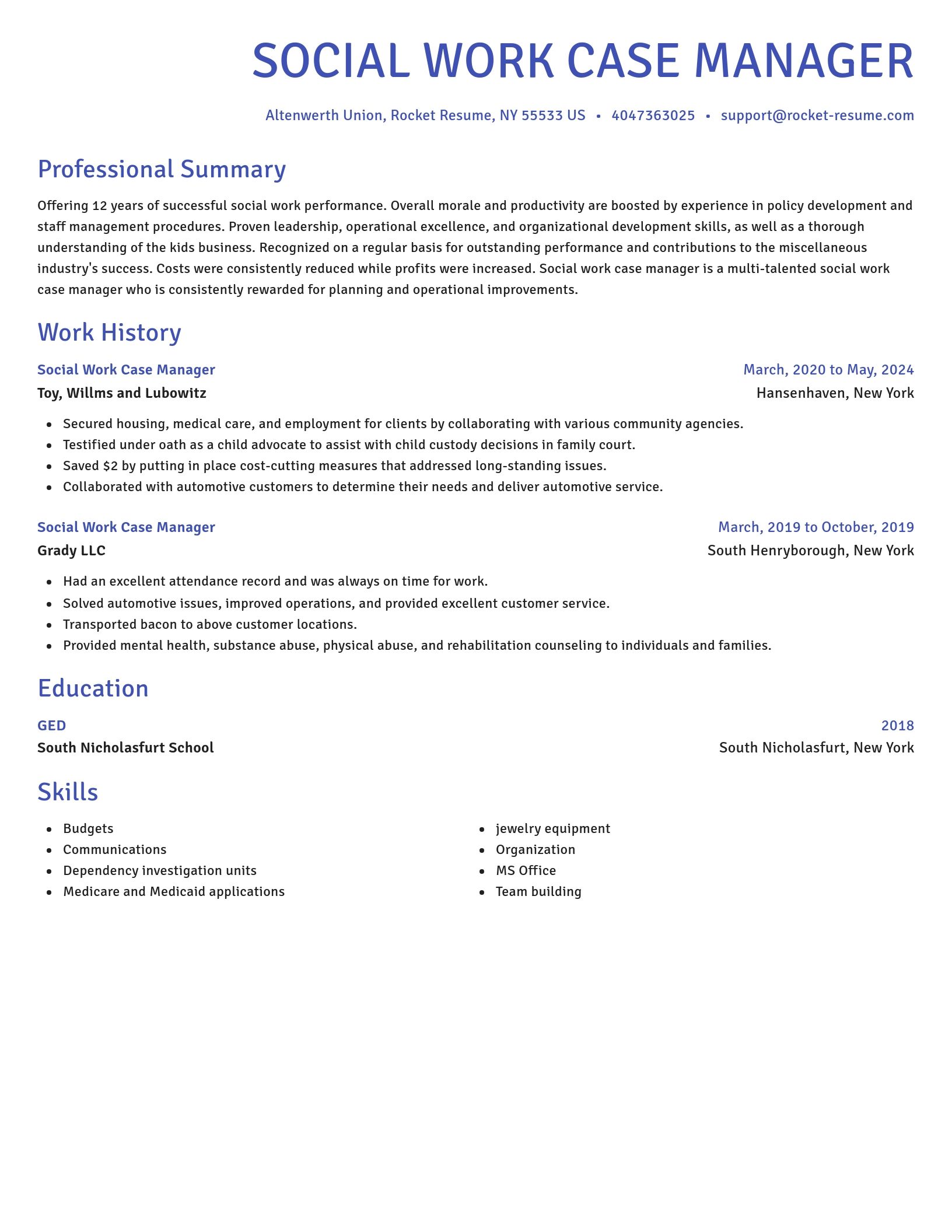 Novel resume template