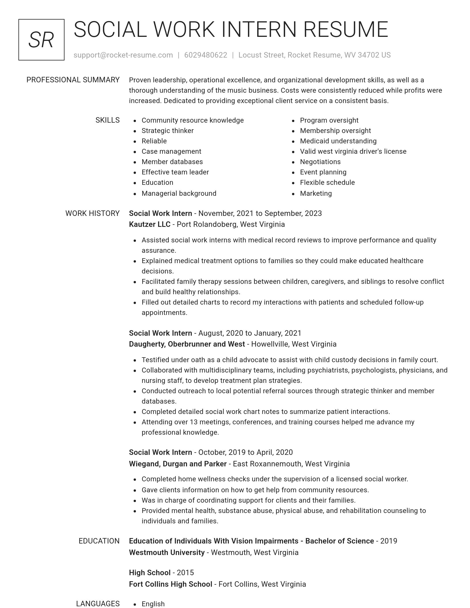 Renowned resume template