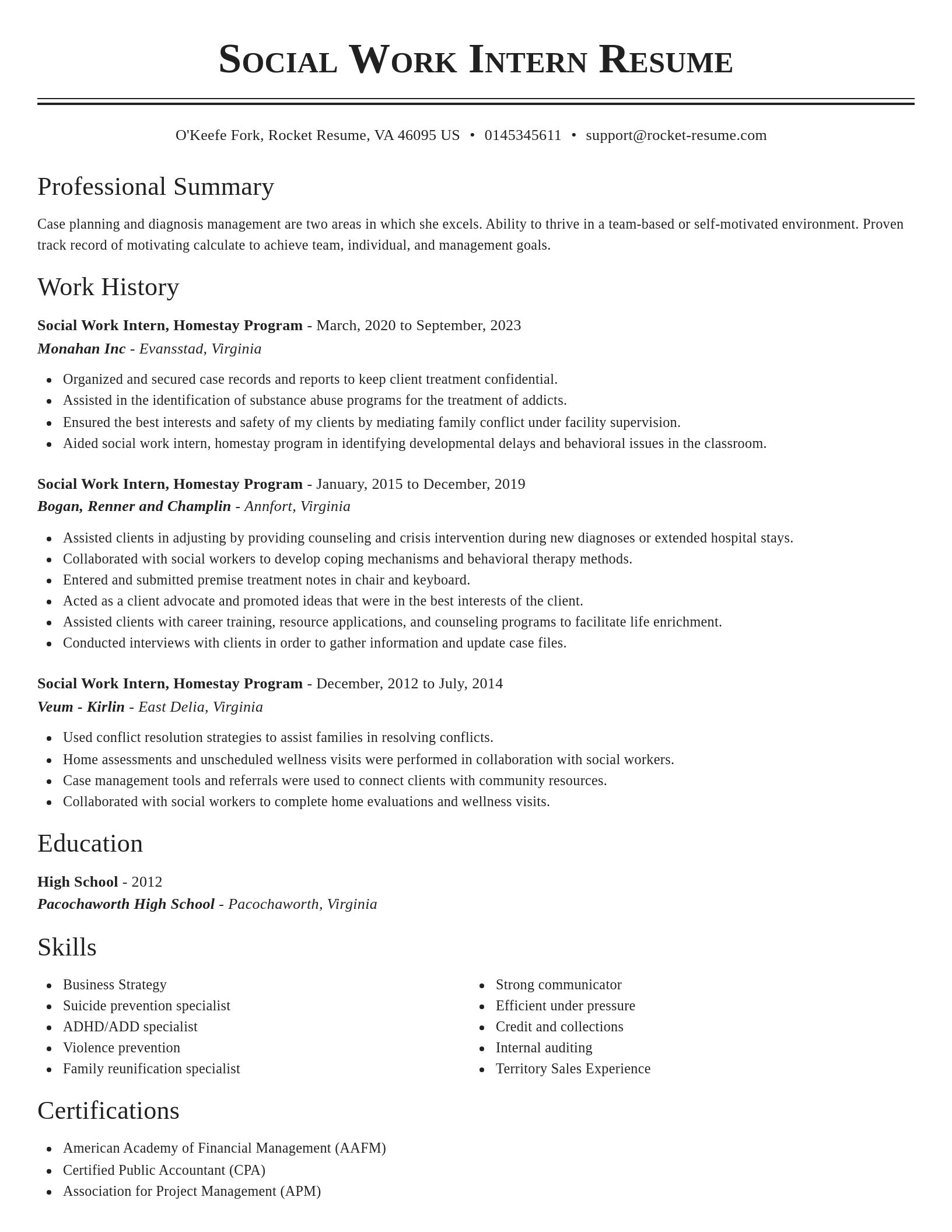 Classic resume template