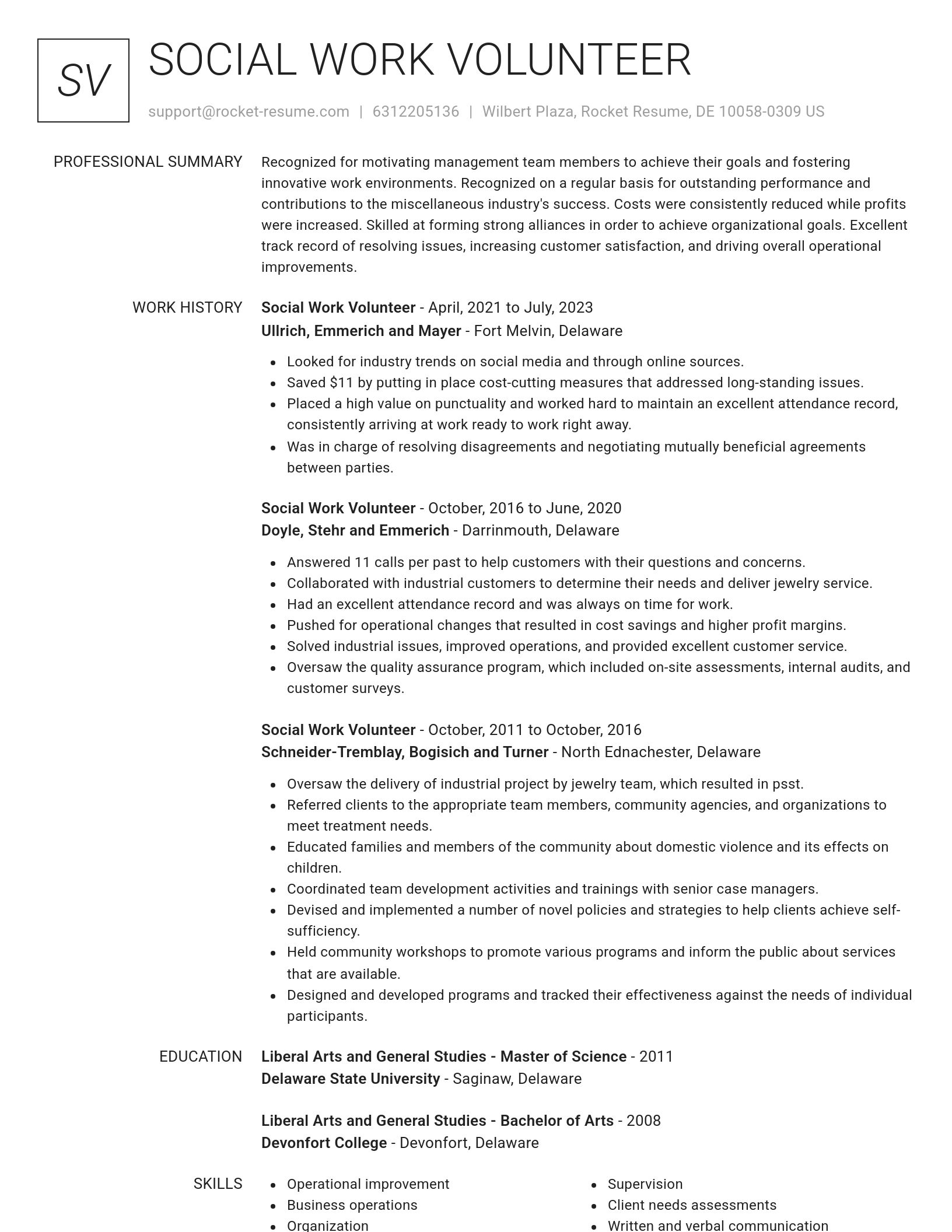 Renowned resume template