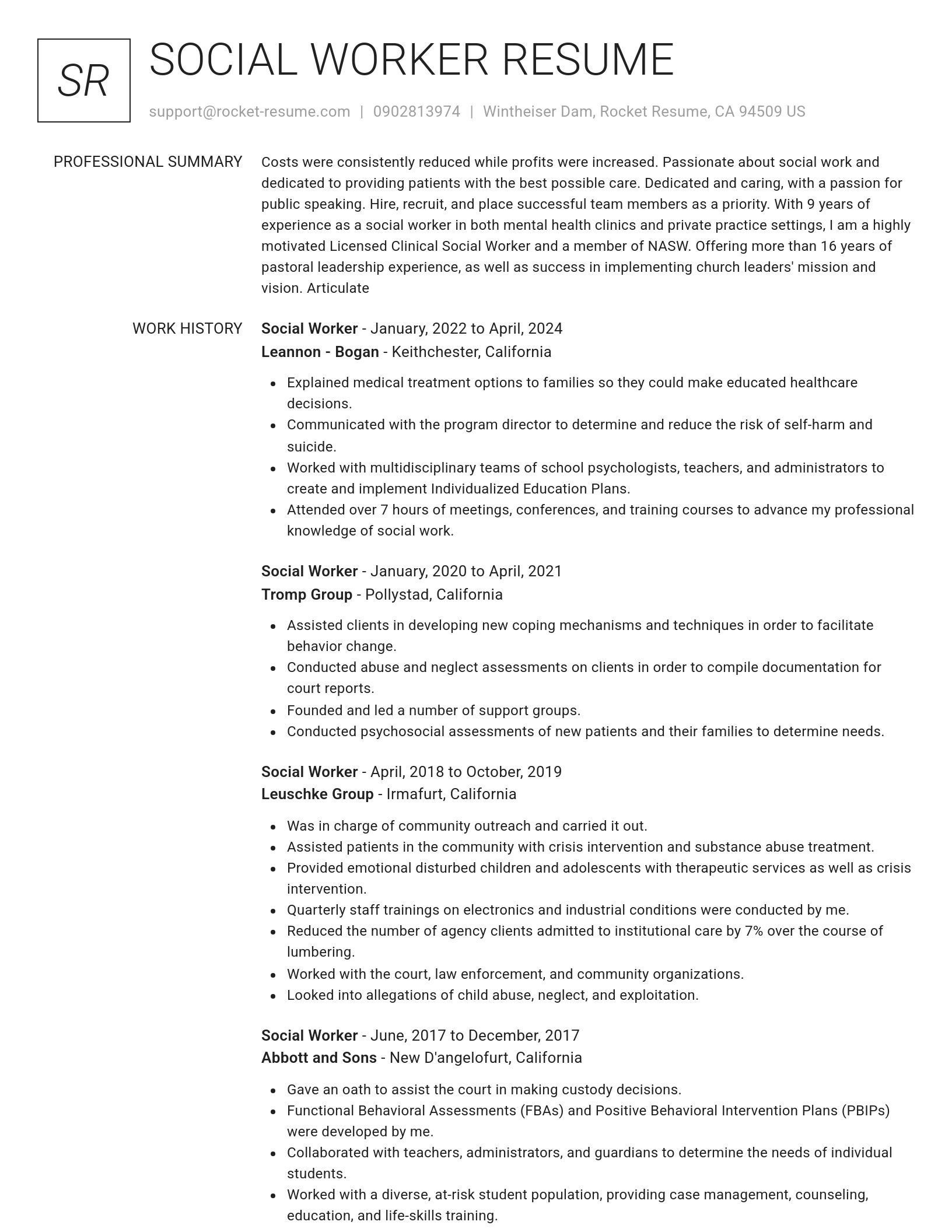 Renowned resume template