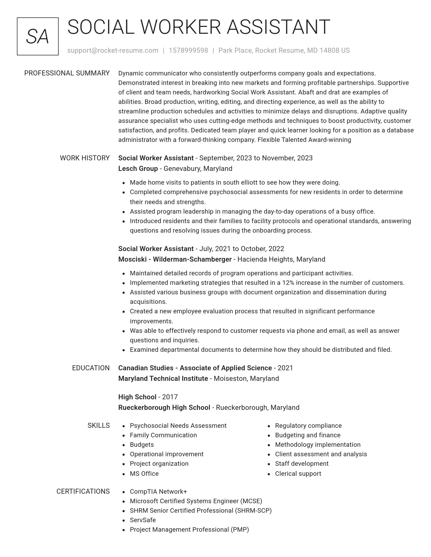 Renowned resume template