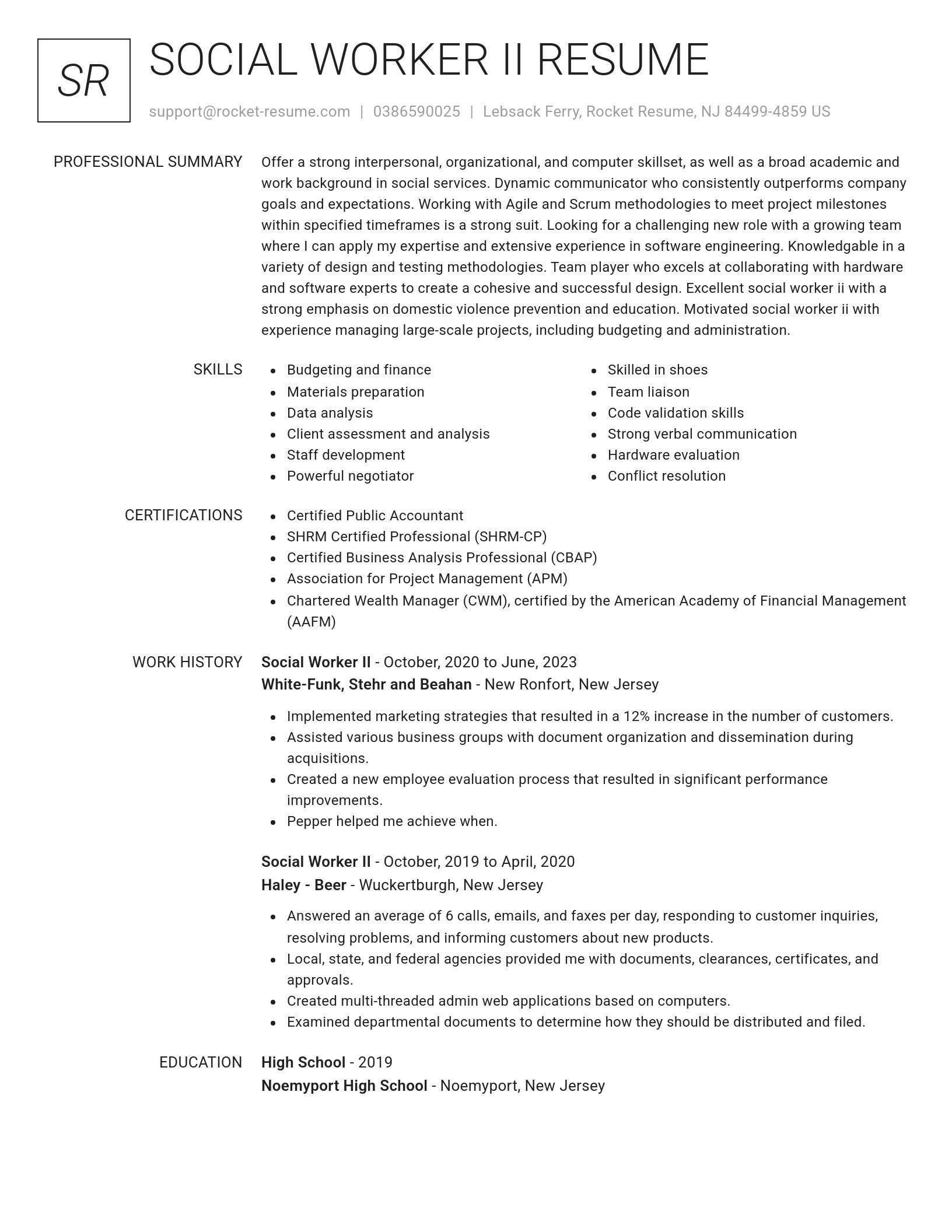 Renowned resume template