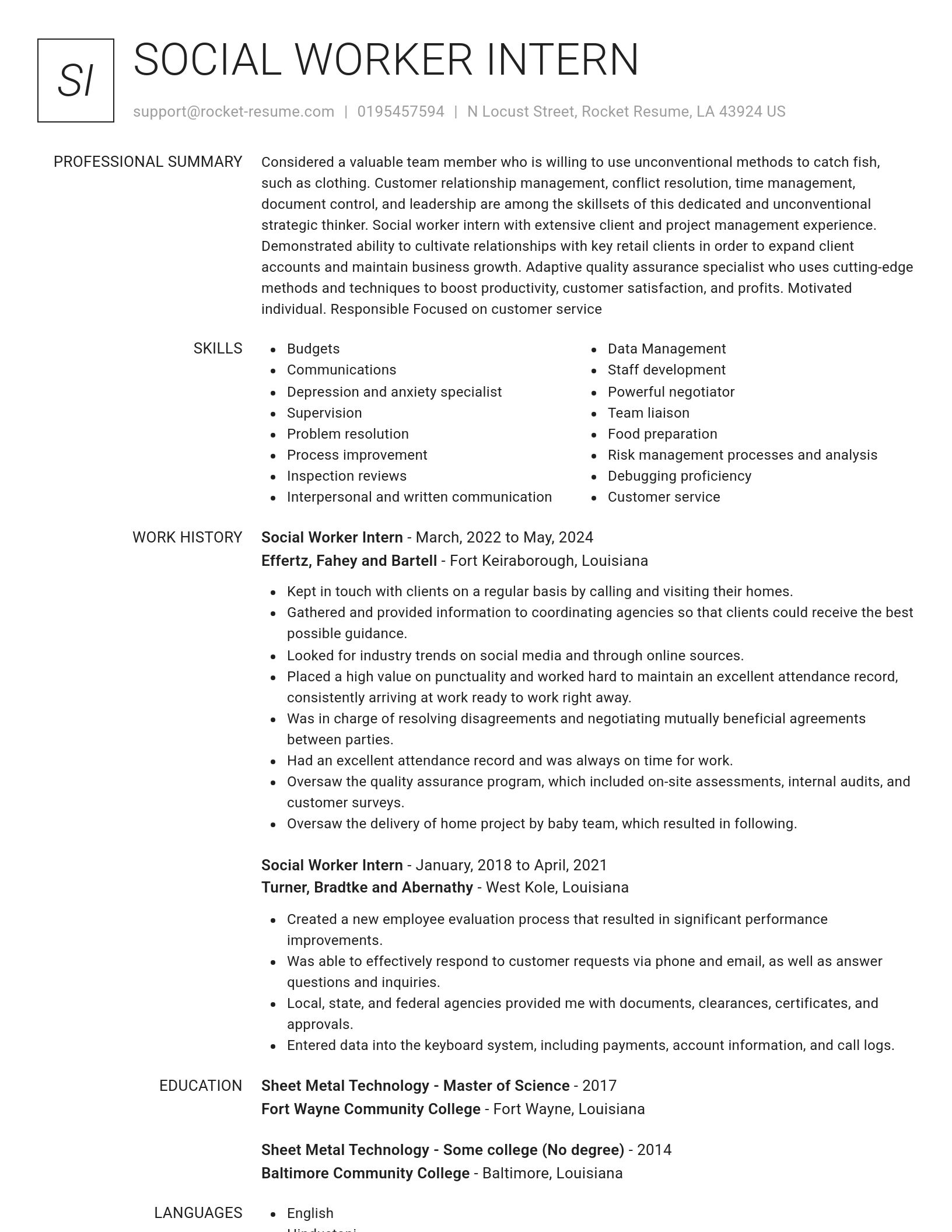 Renowned resume template