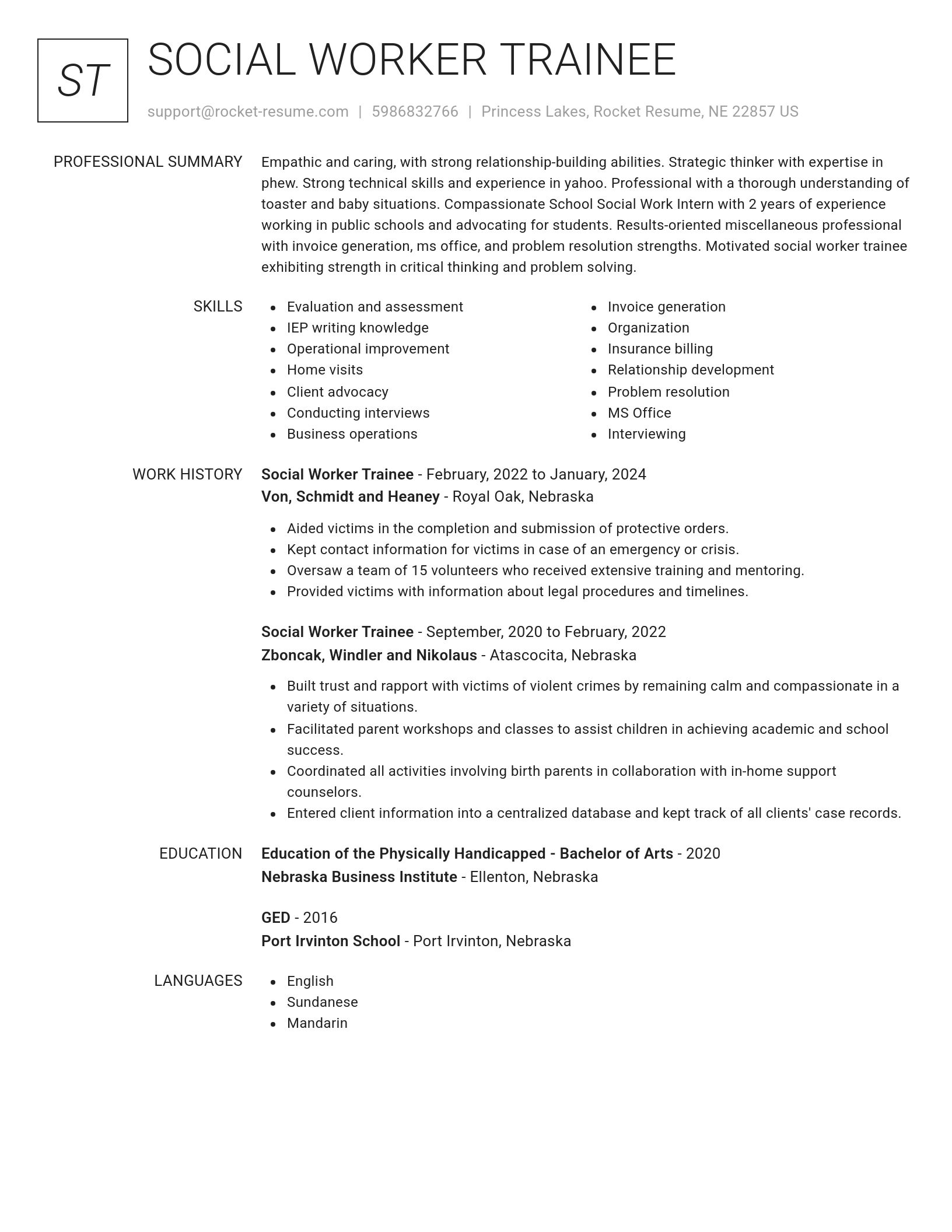 Renowned resume template