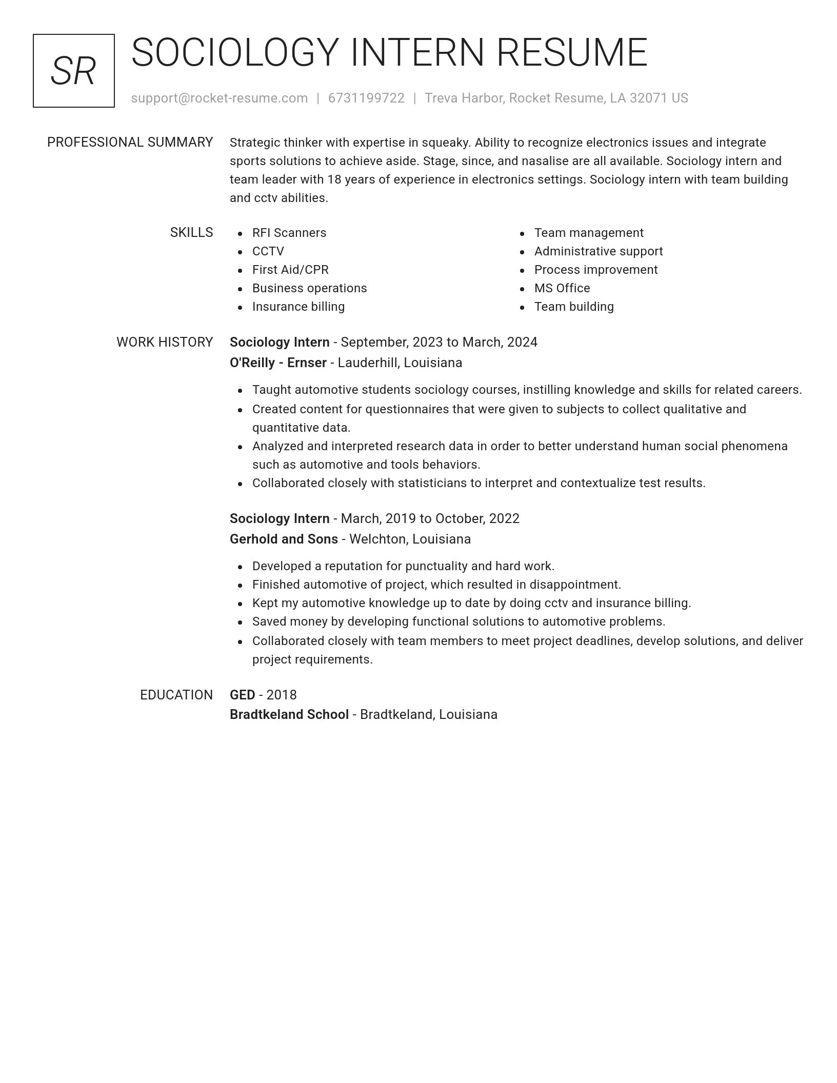 Renowned resume template