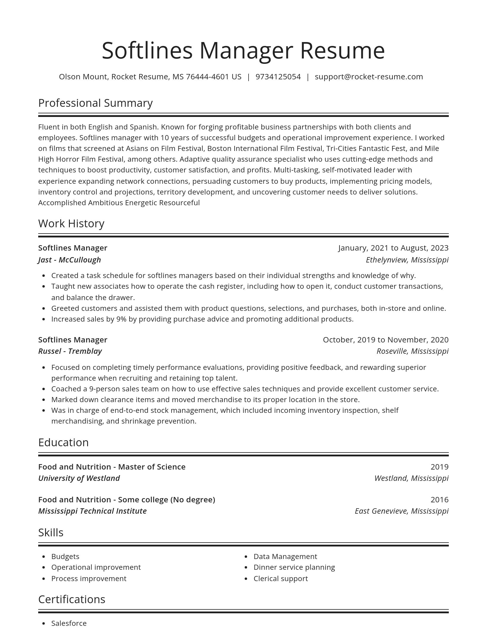 Spotlight resume template
