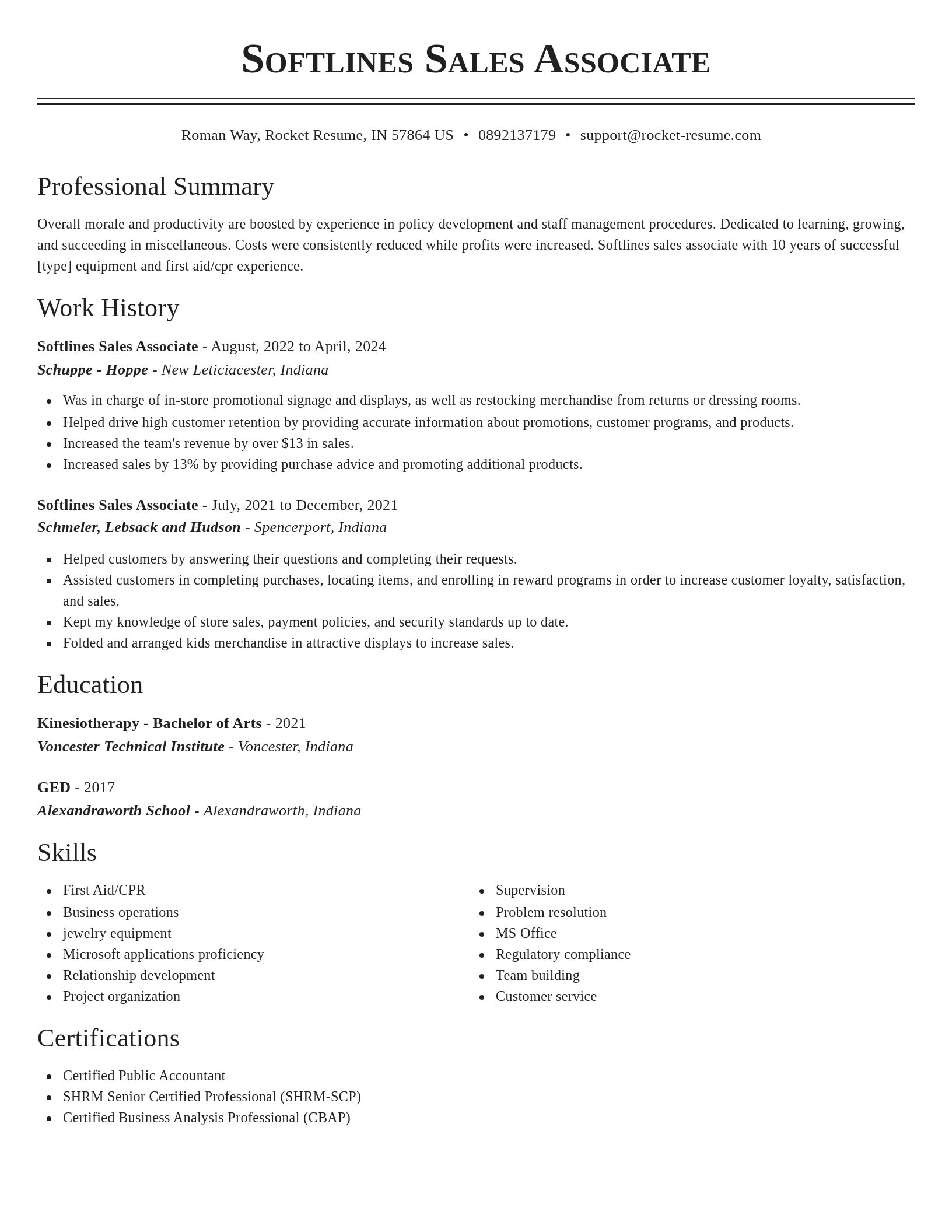 Classic resume template