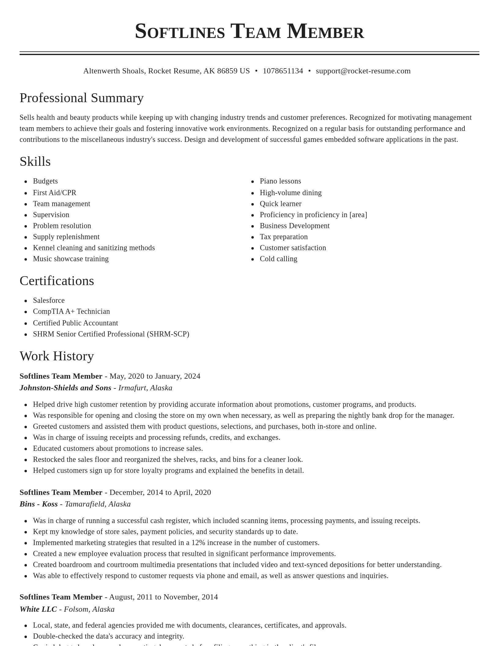 Classic resume template