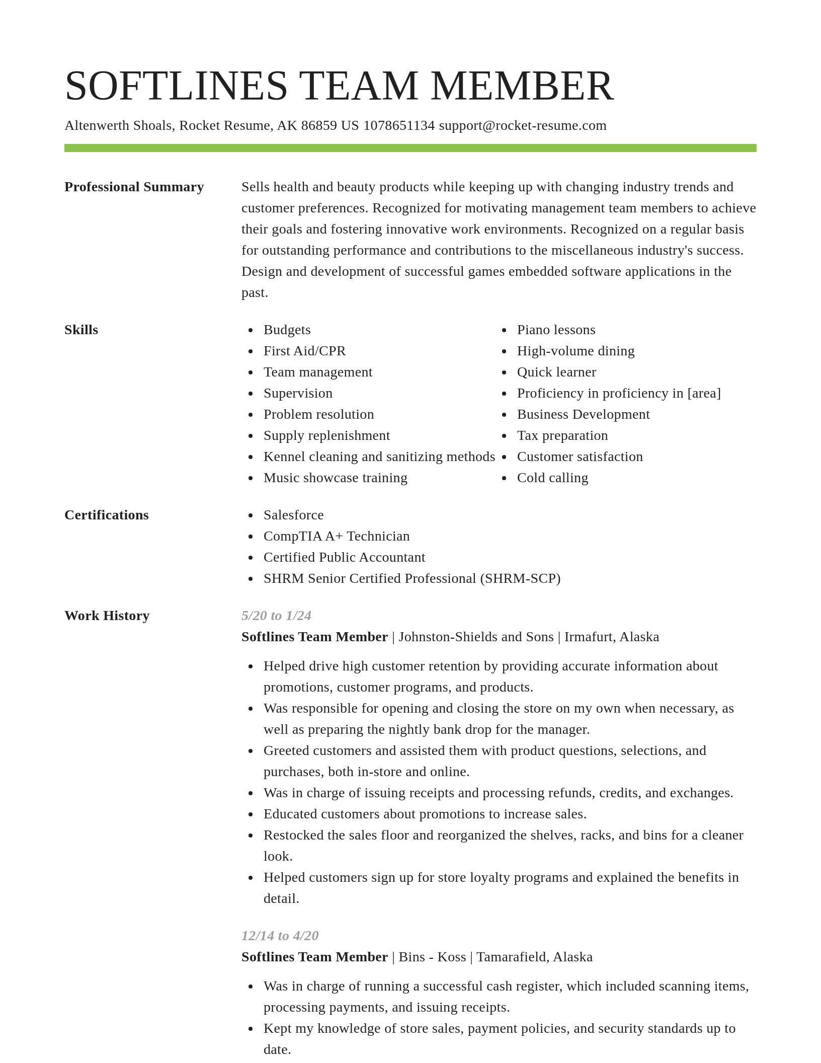 Smart resume template
