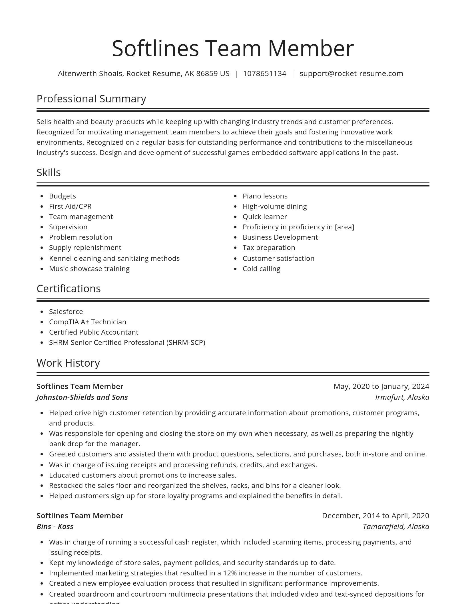 Spotlight resume template