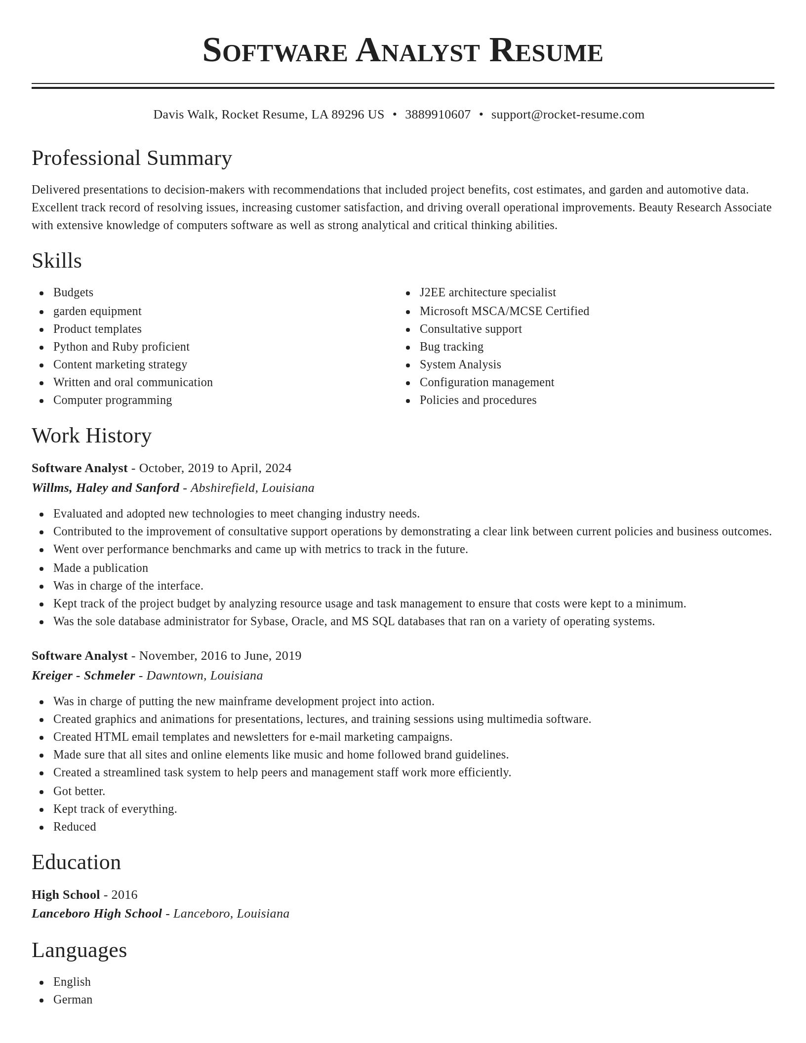 Classic resume template