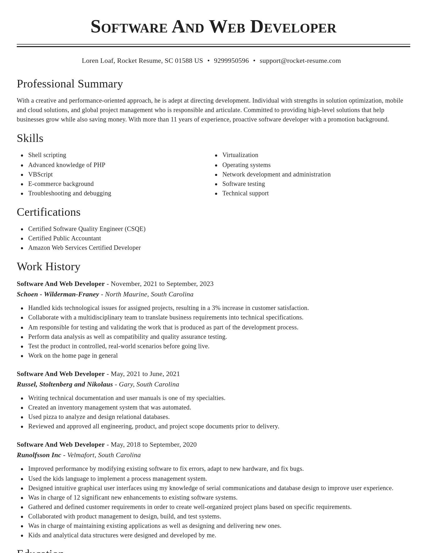 Classic resume template