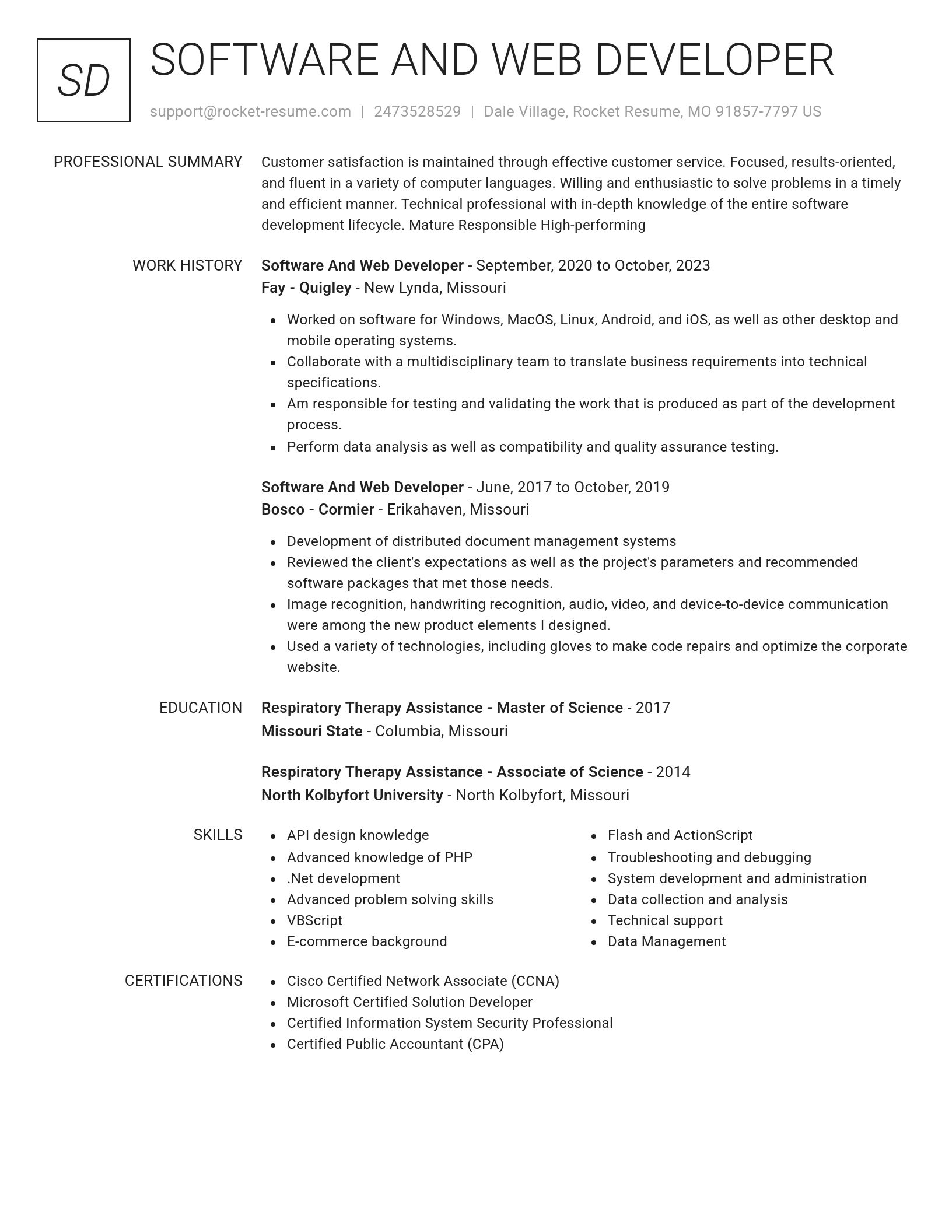 Renowned resume template