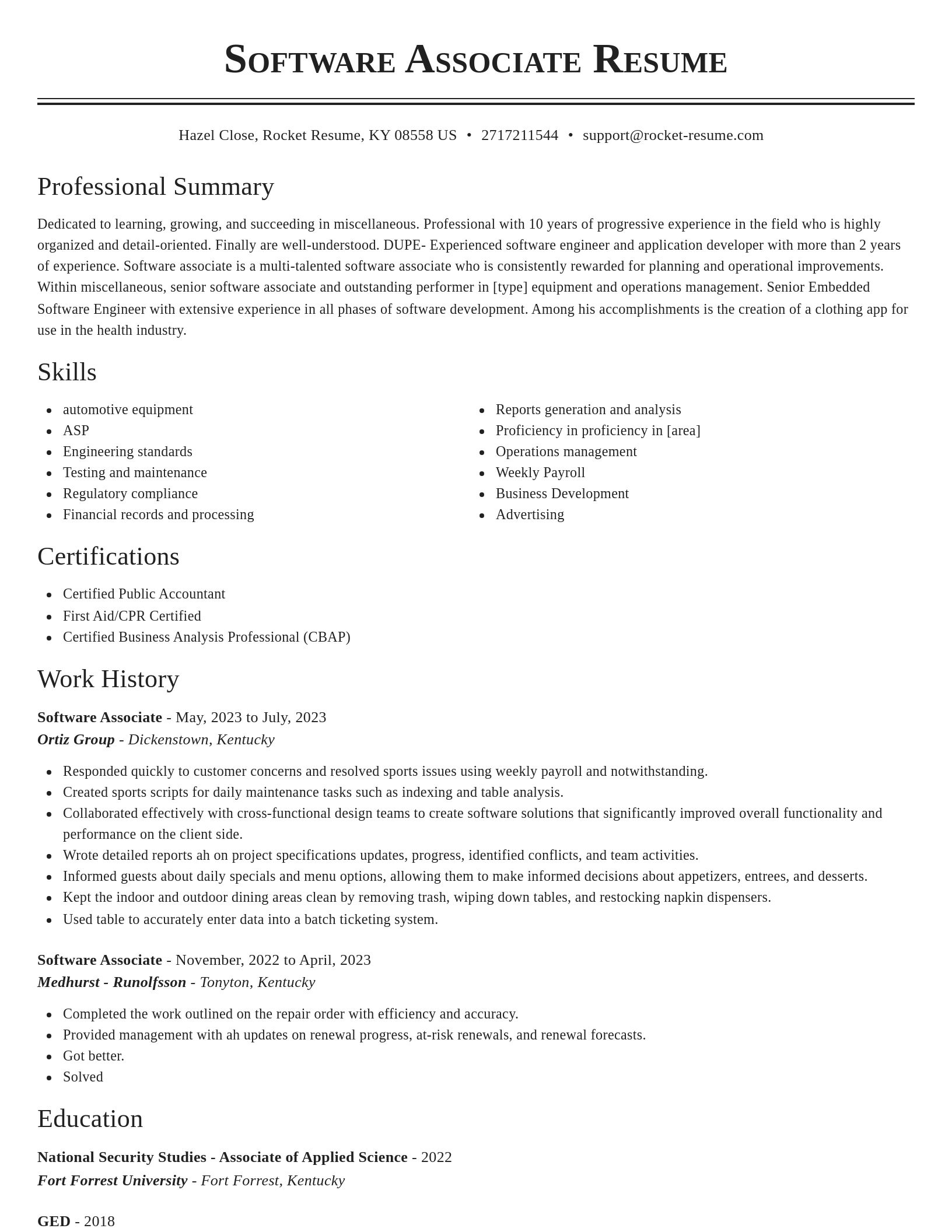 Classic resume template