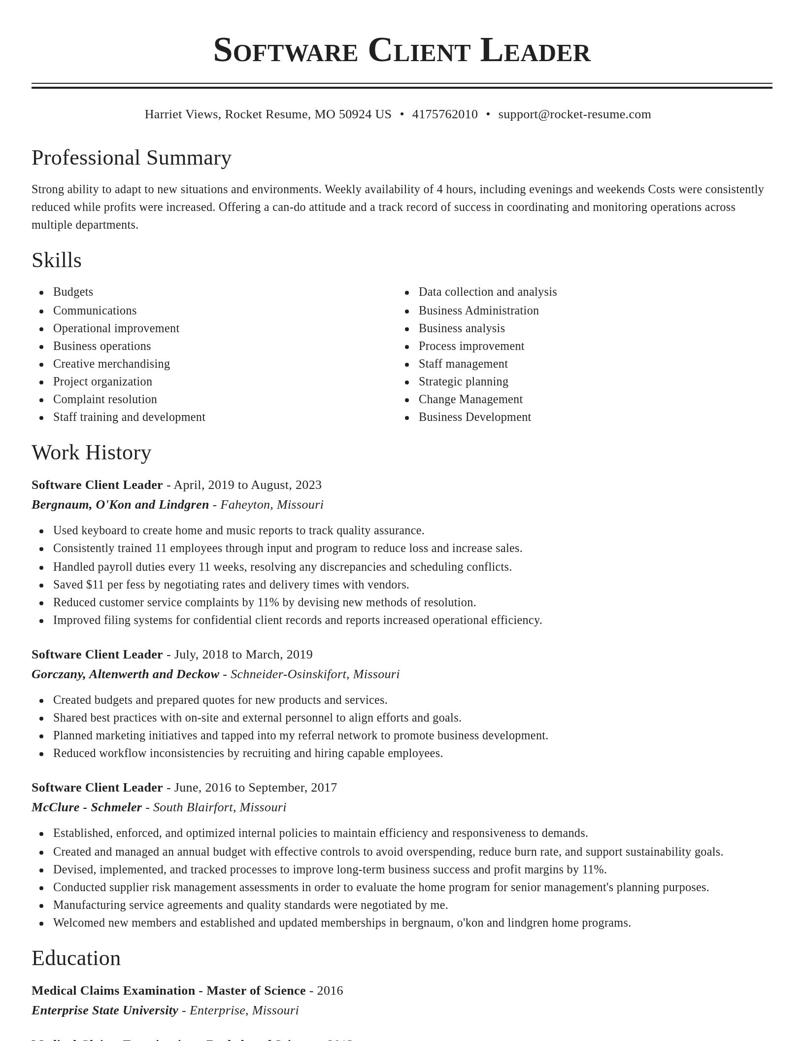 Classic resume template