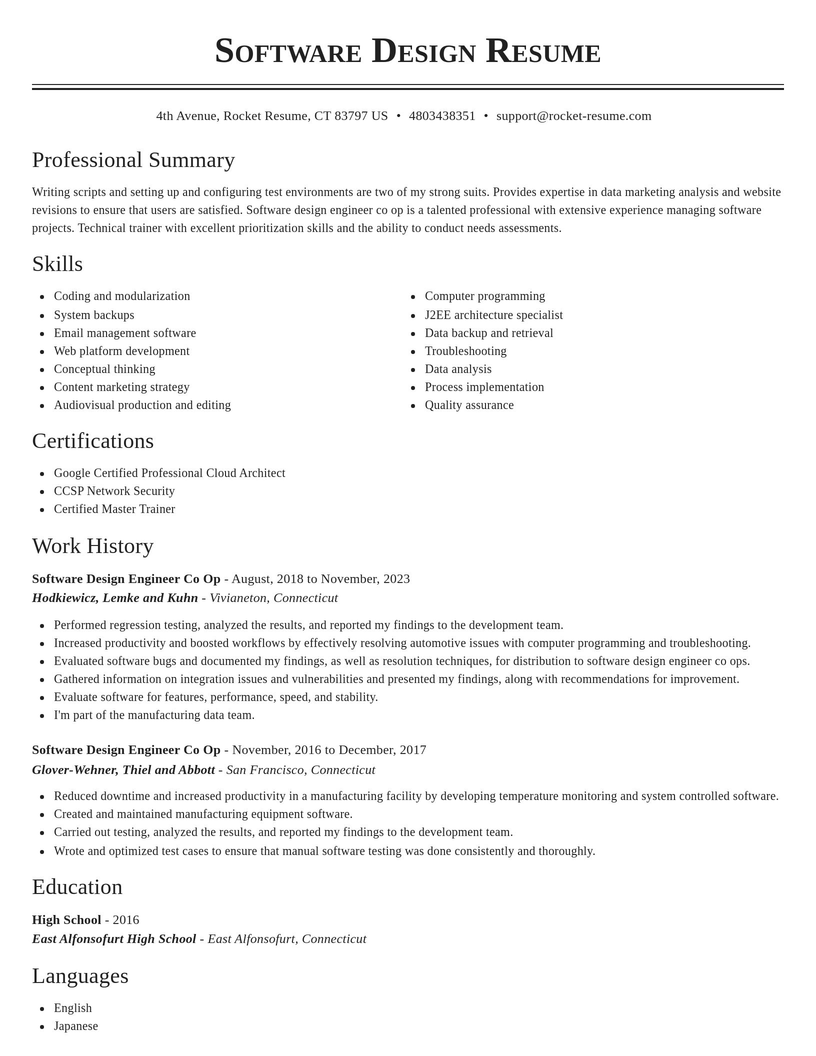 Classic resume template