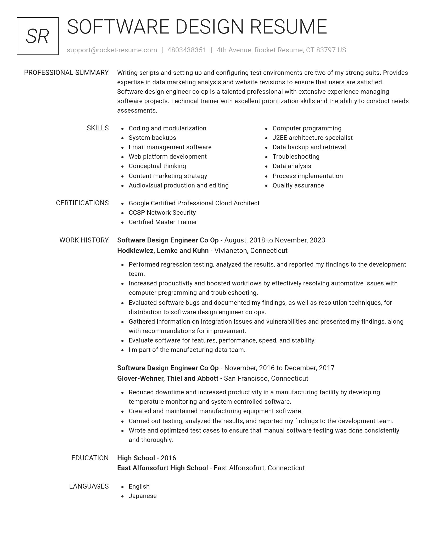 Renowned resume template