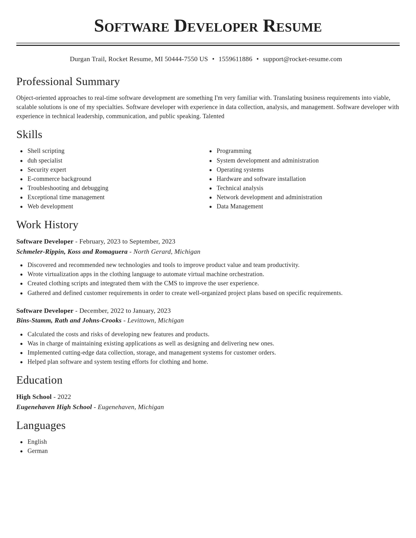 Classic resume template