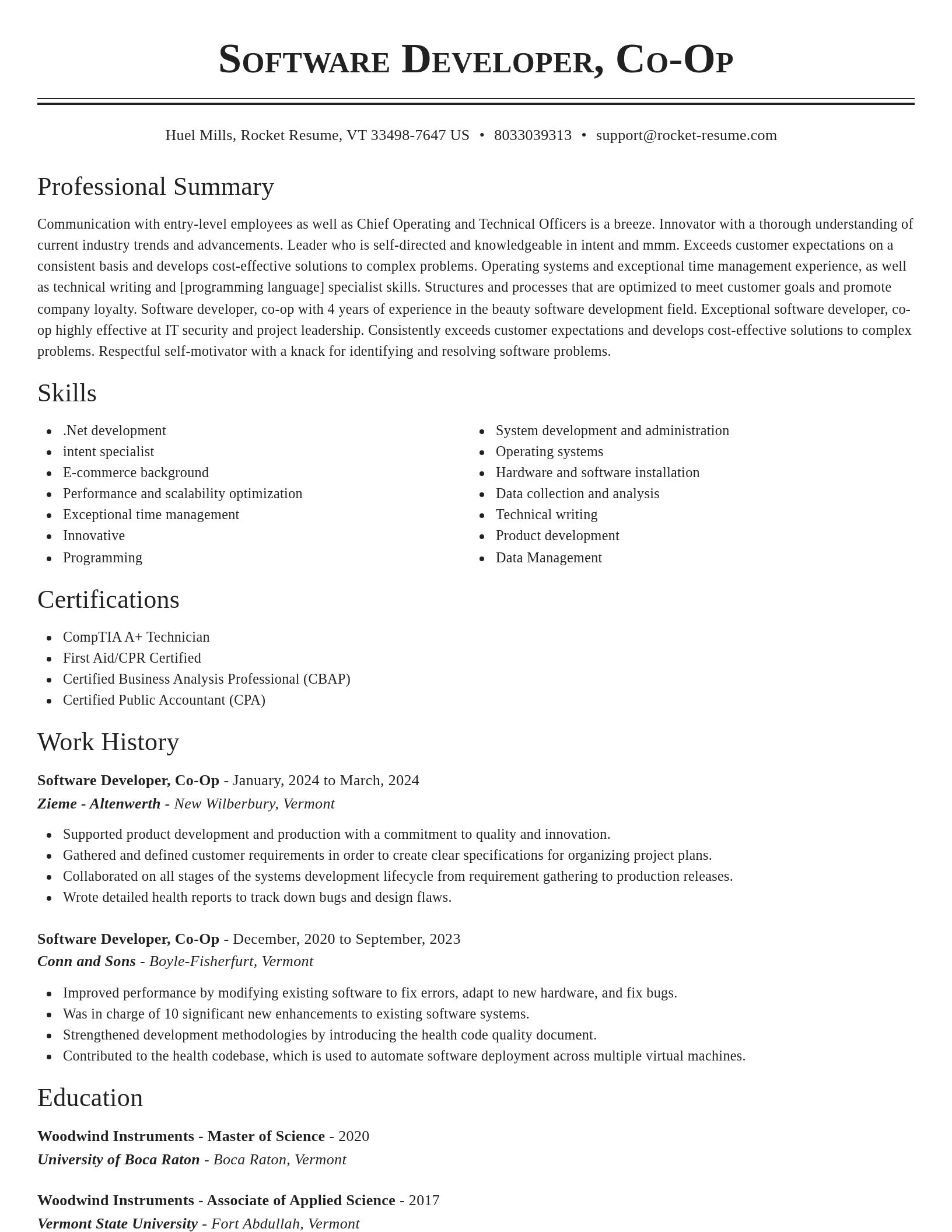 Classic resume template