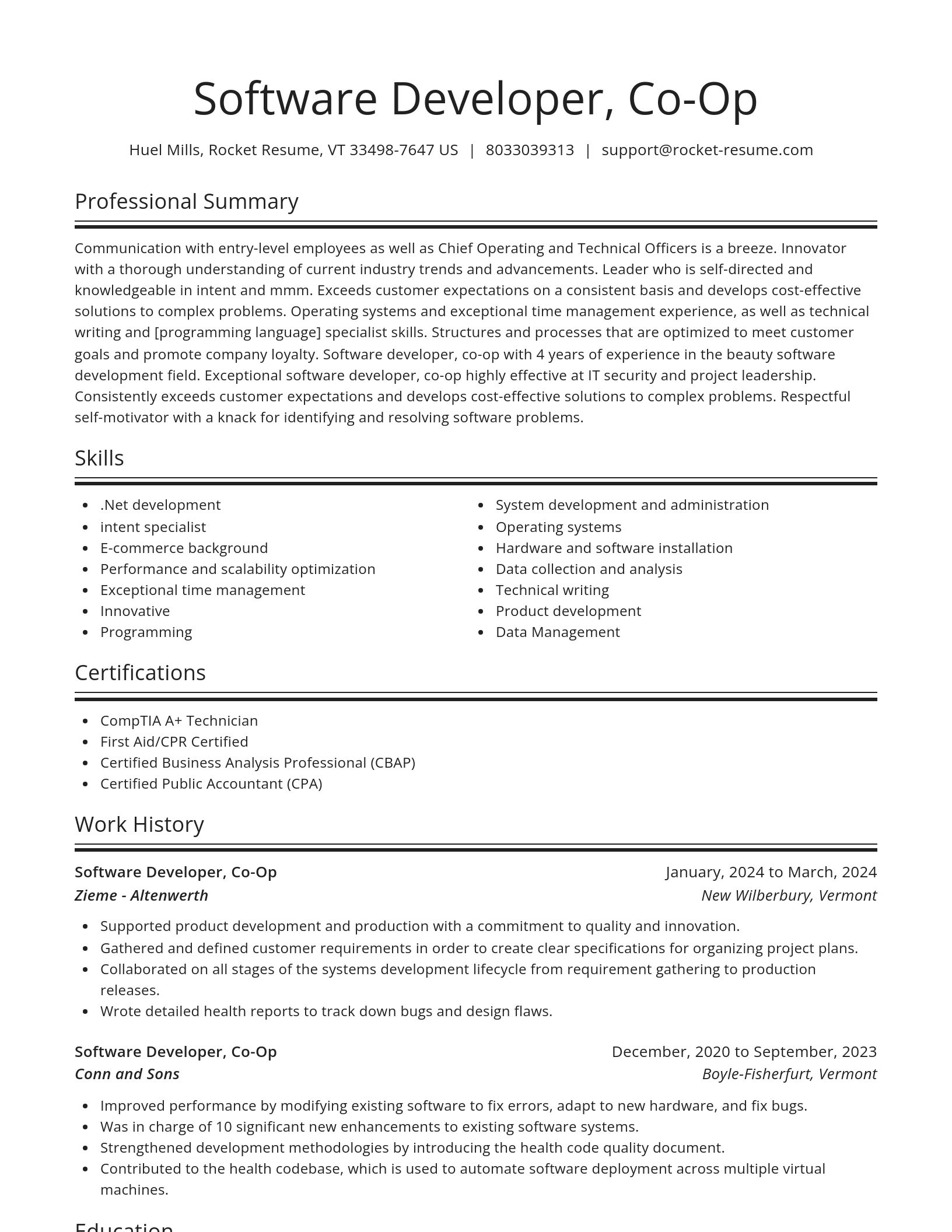 Spotlight resume template