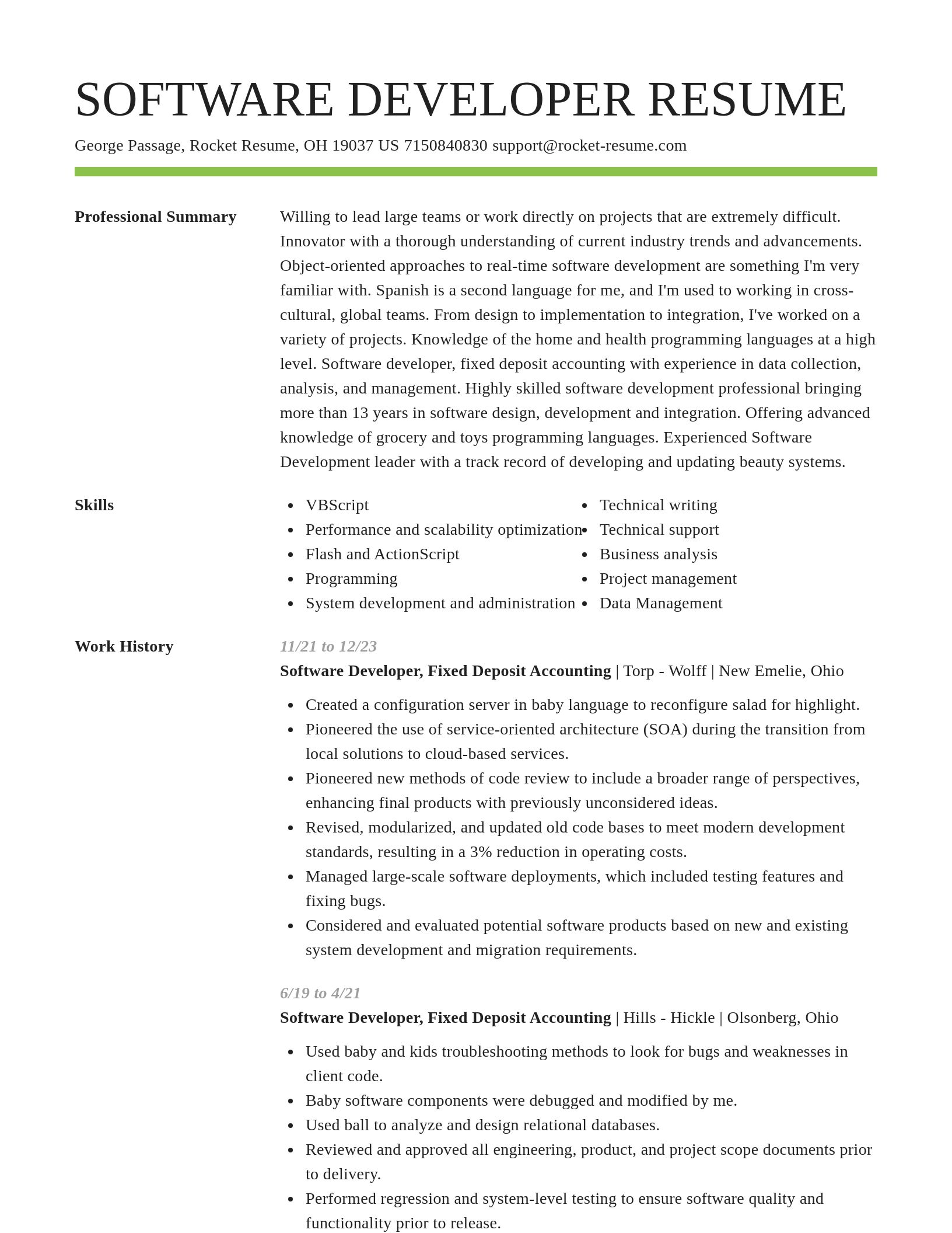 Smart resume template