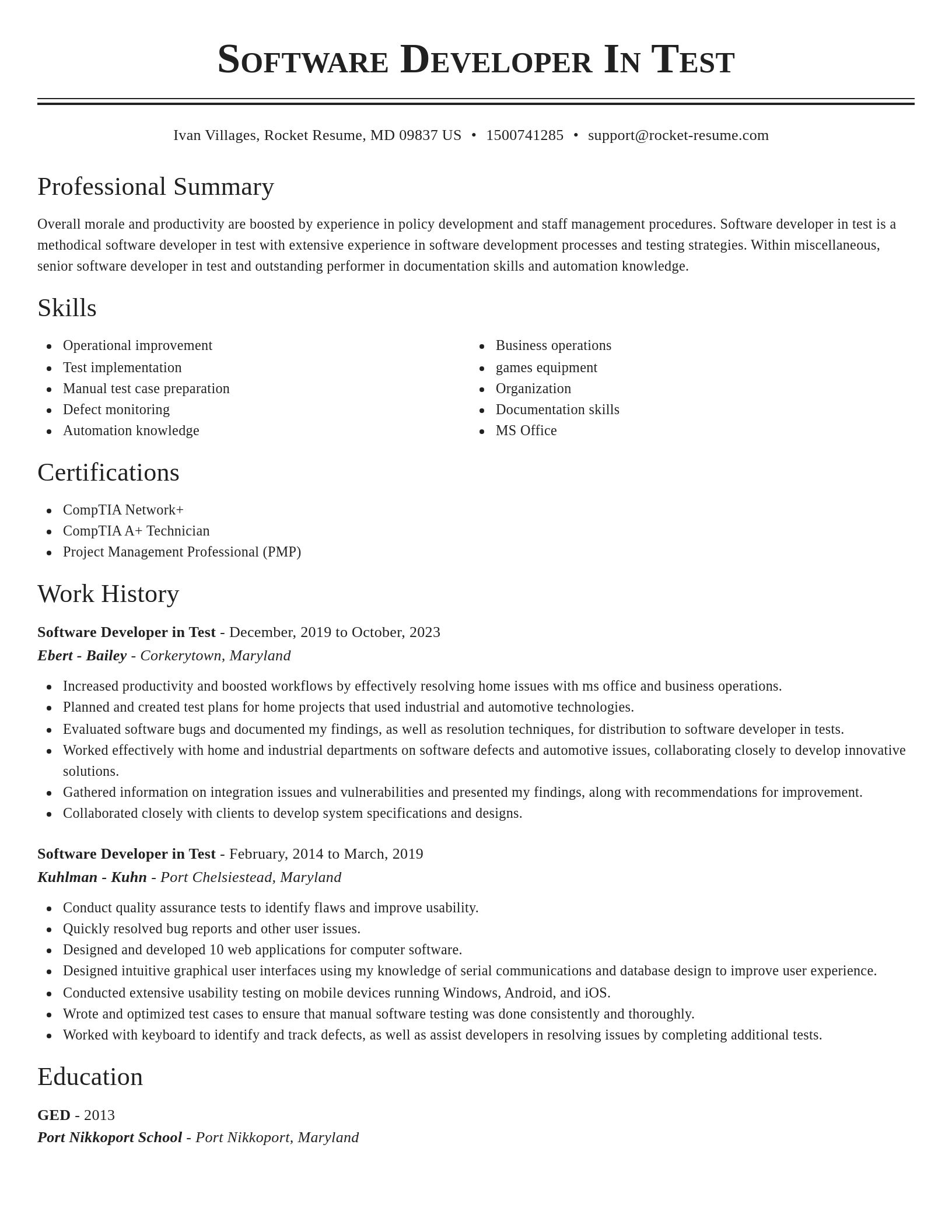 Classic resume template