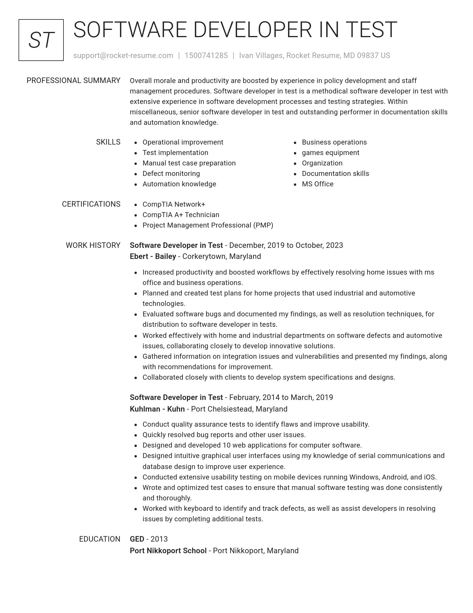 Renowned resume template