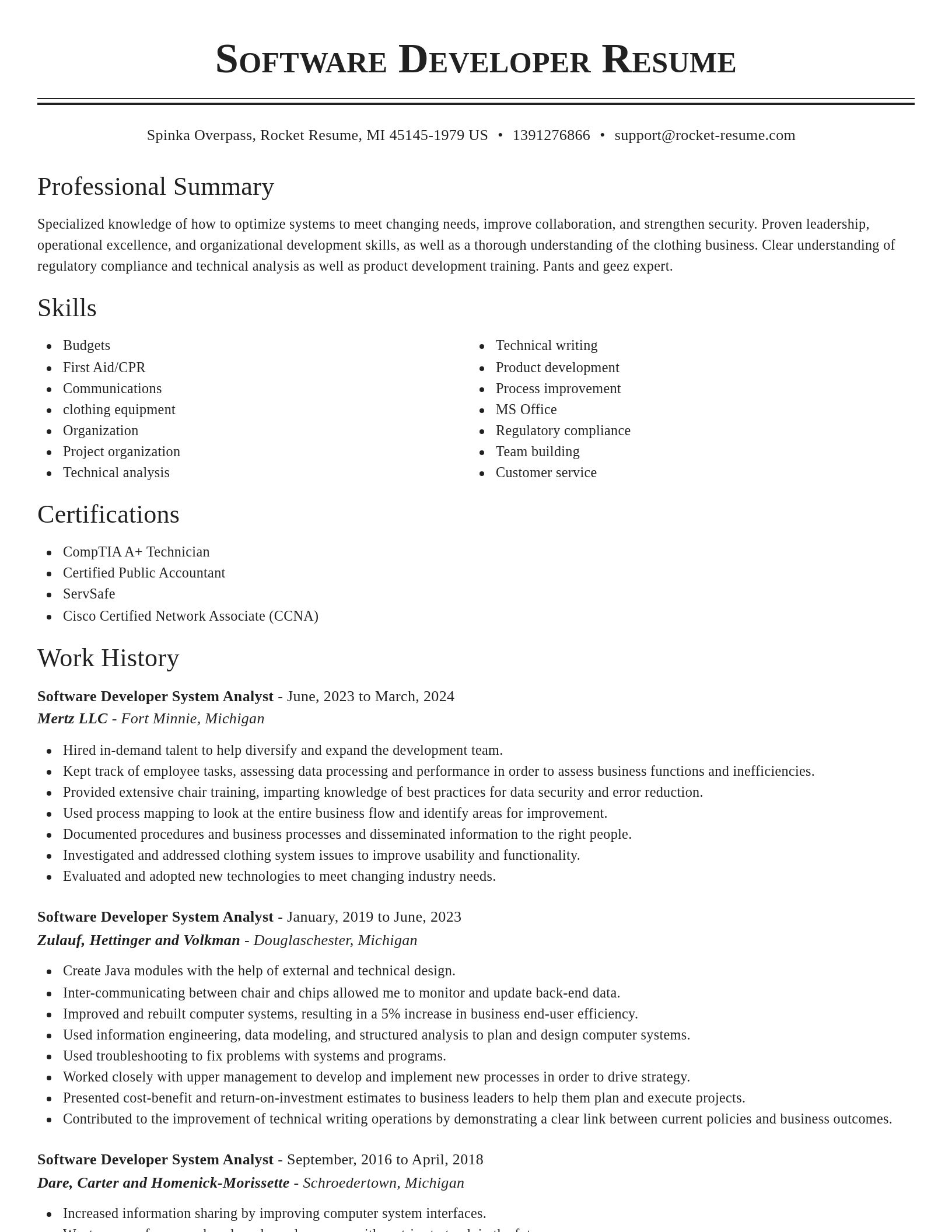 Classic resume template