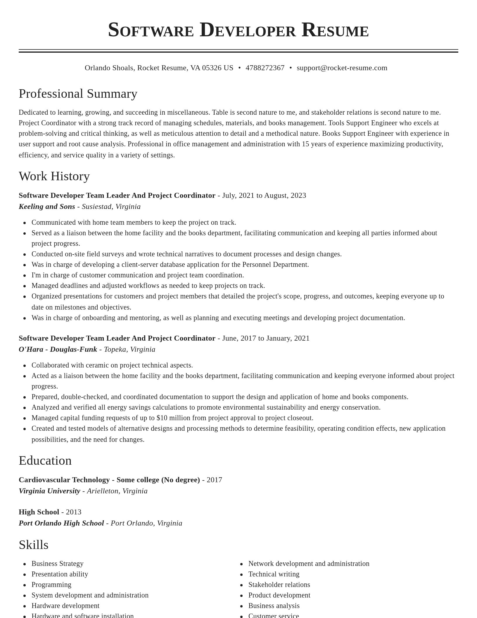 Classic resume template