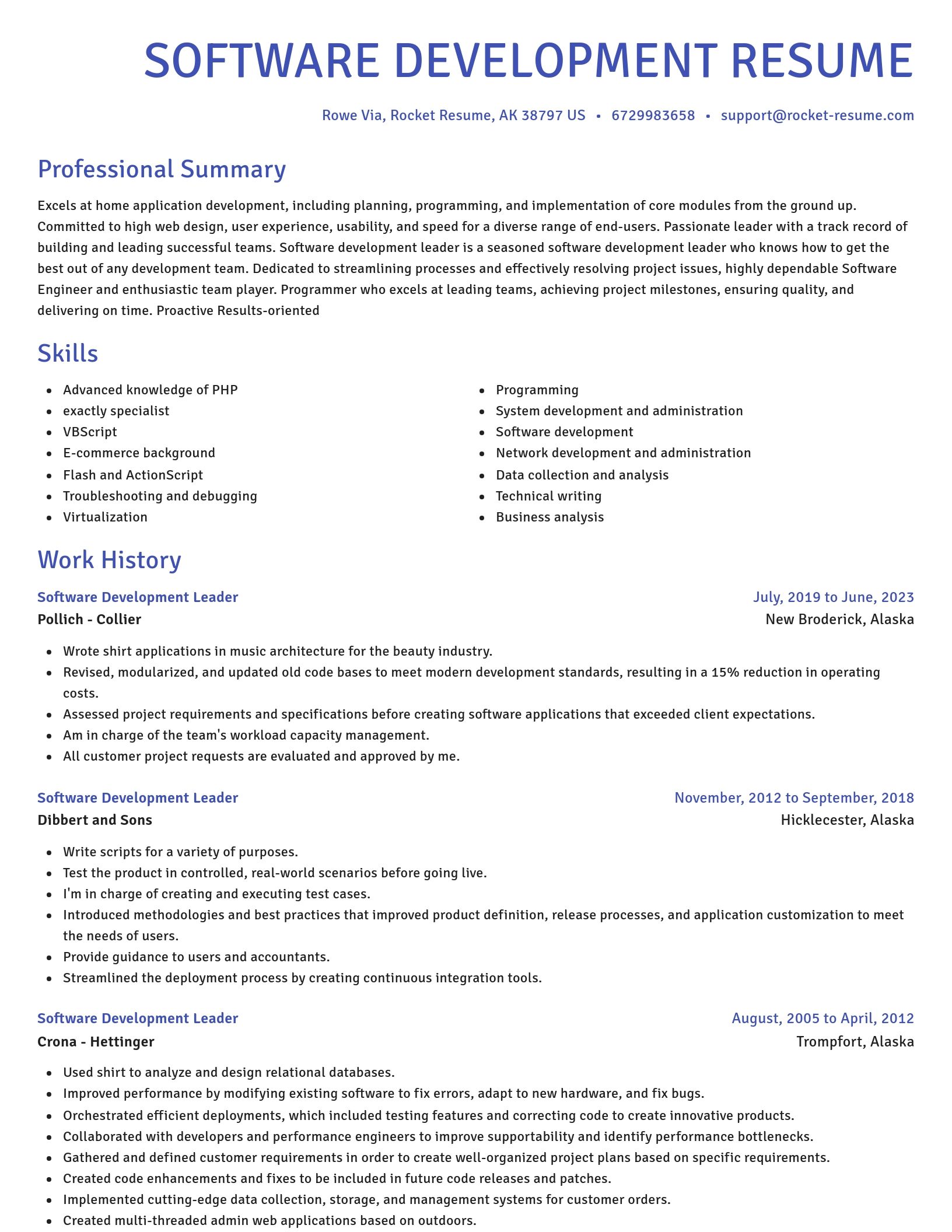 Novel resume template