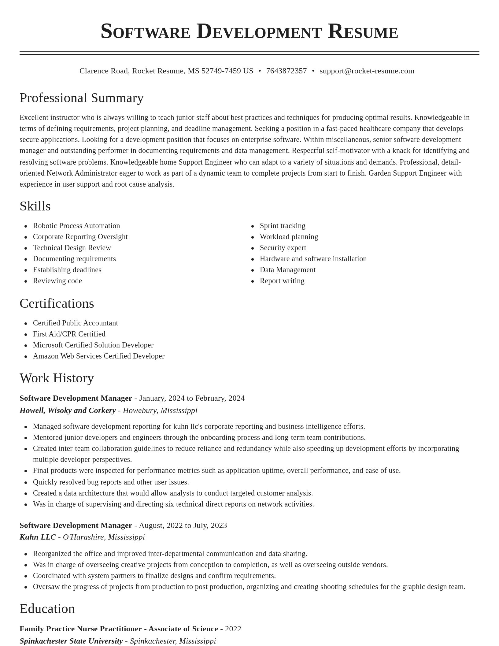 Classic resume template