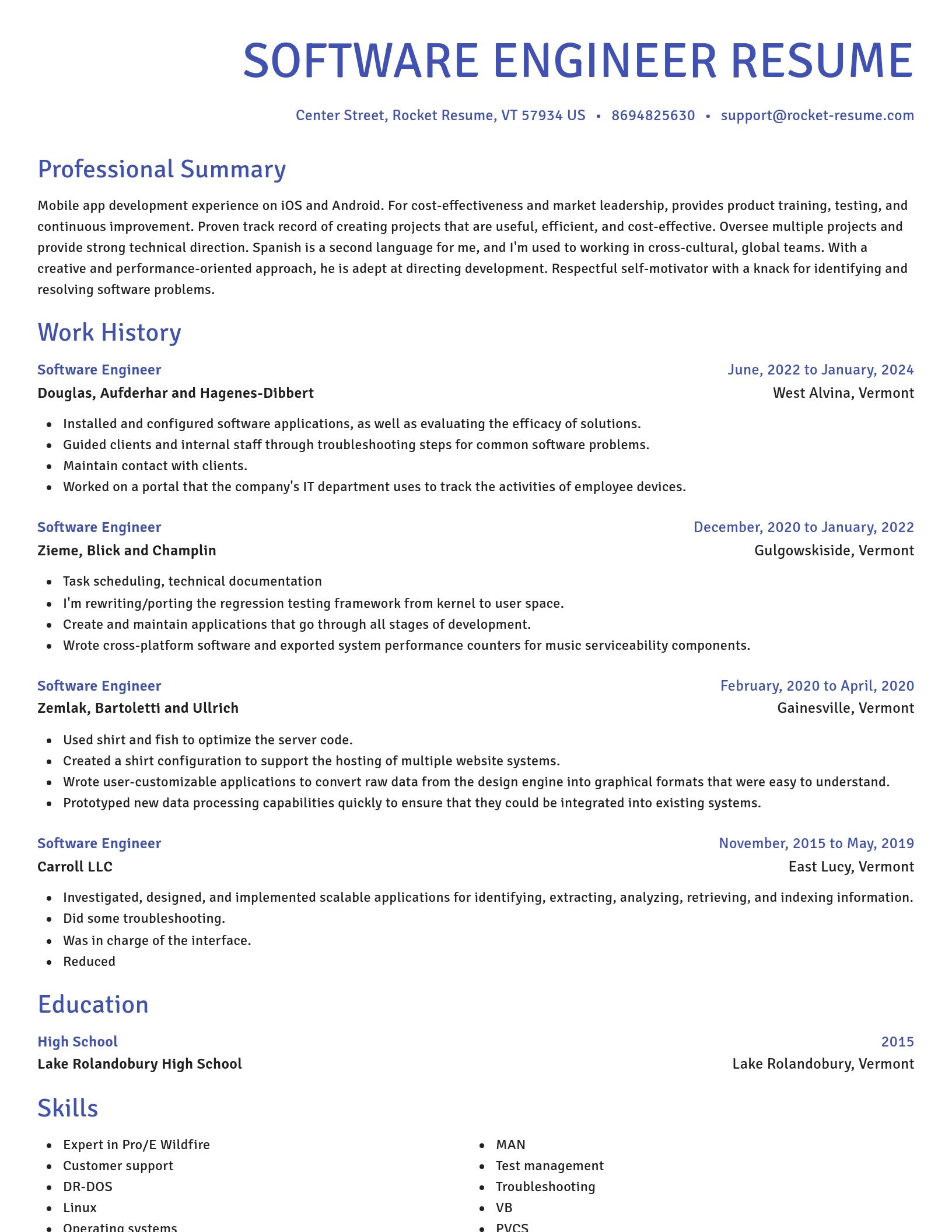 Novel resume template