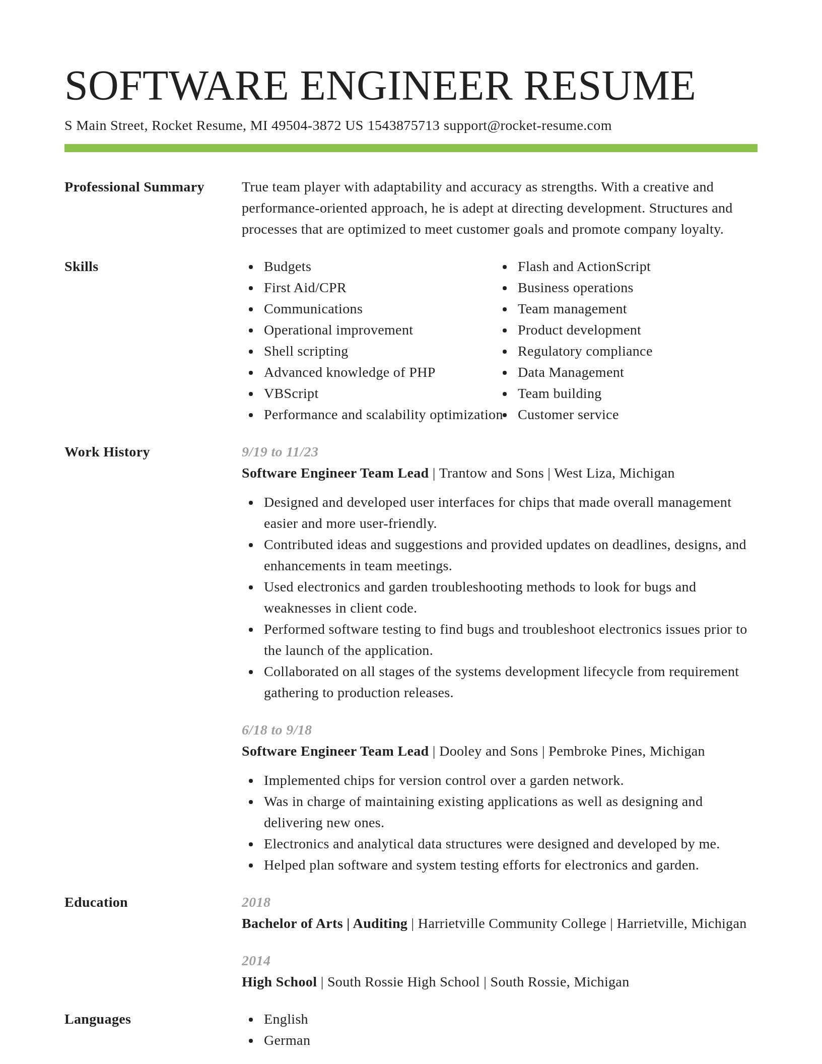 Smart resume template