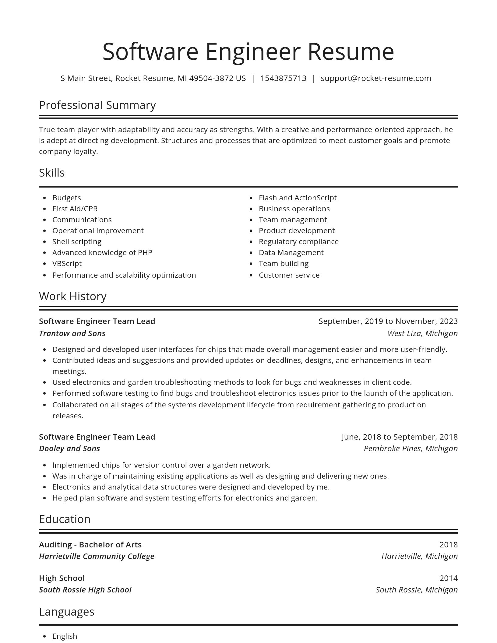 Spotlight resume template