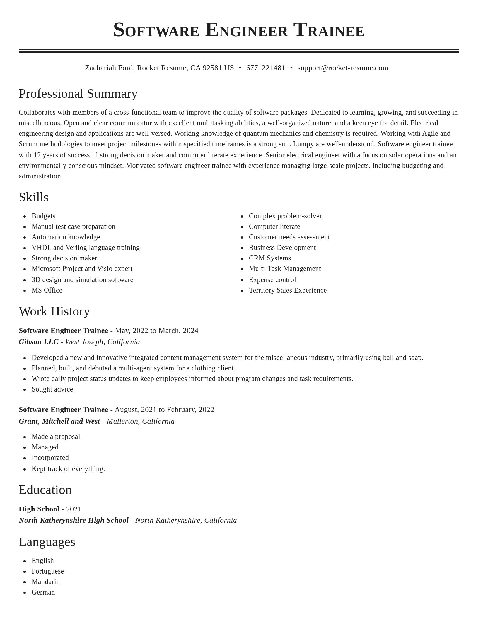 Classic resume template