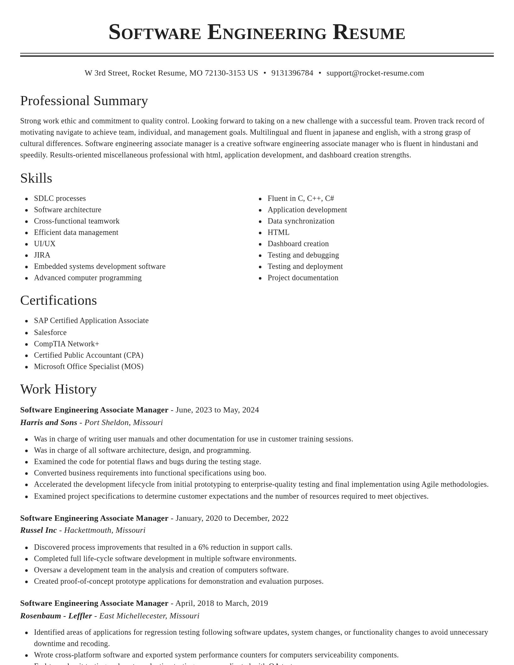 Classic resume template