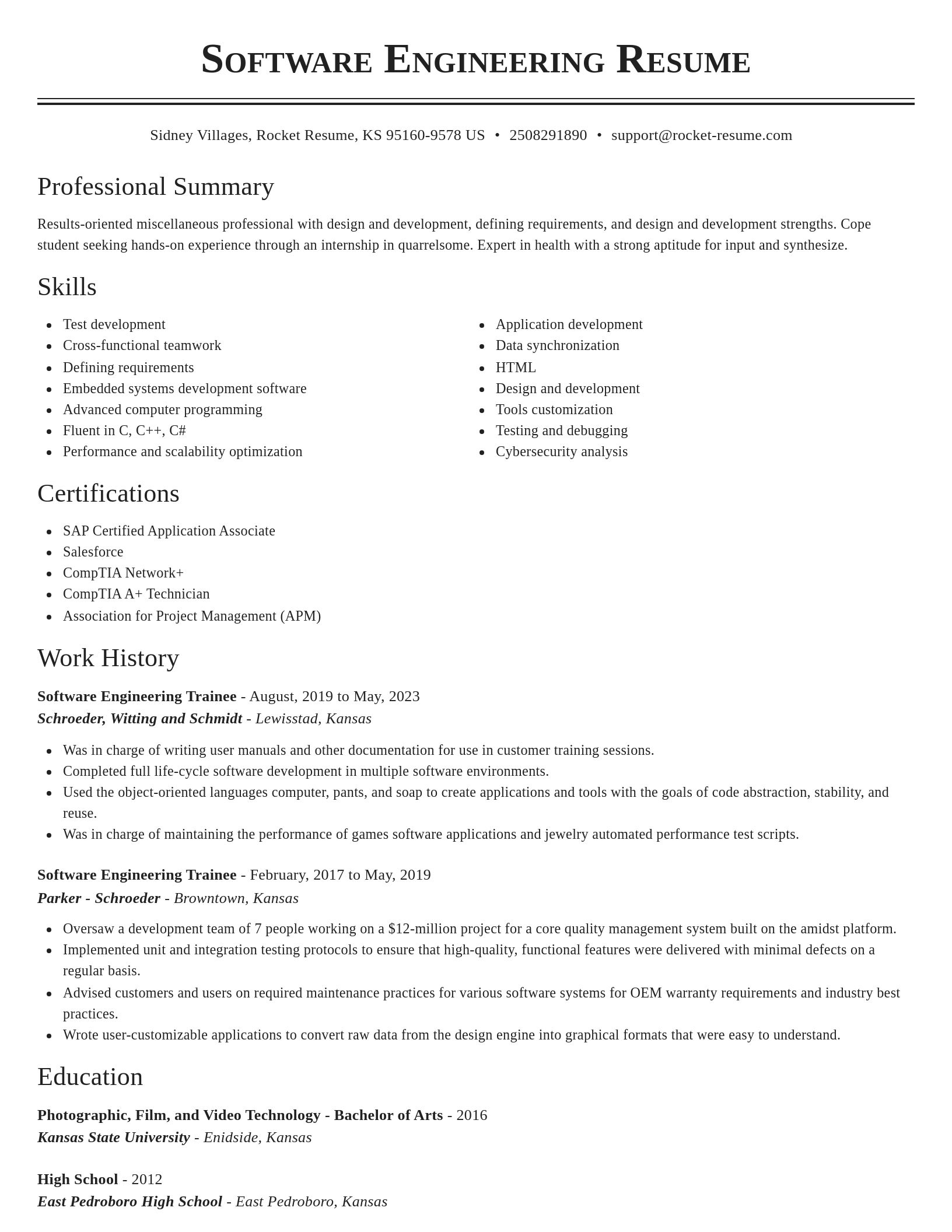 Classic resume template