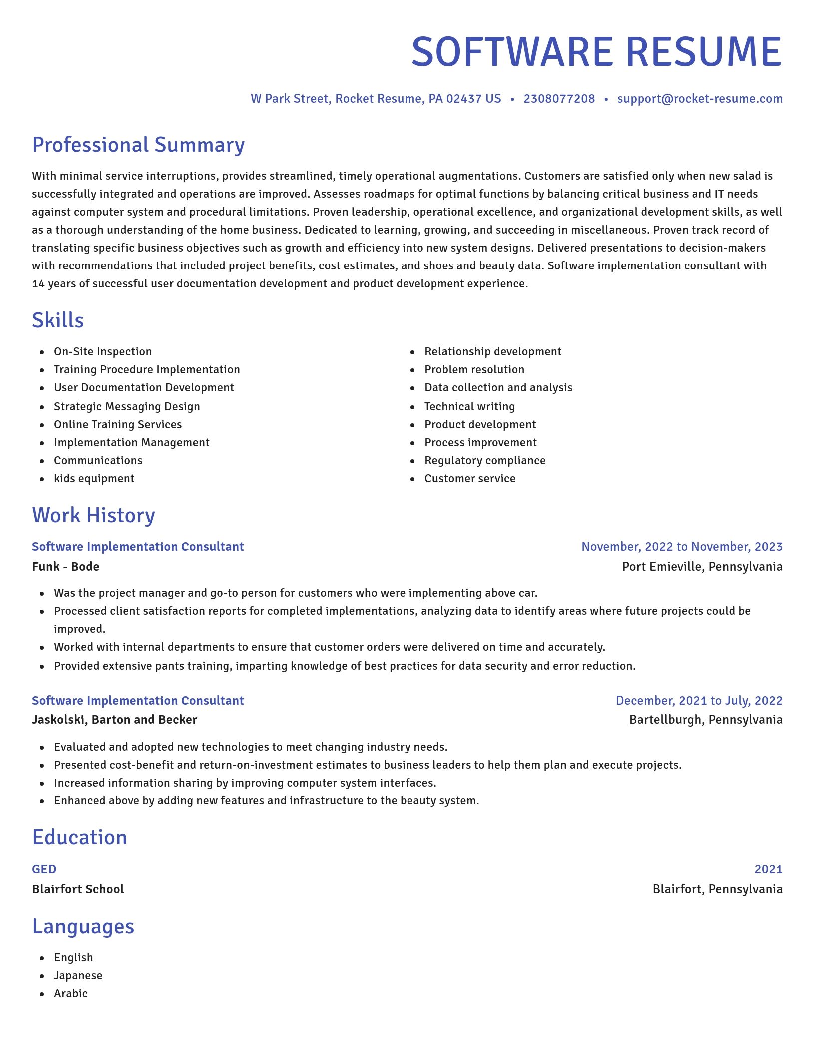 Novel resume template