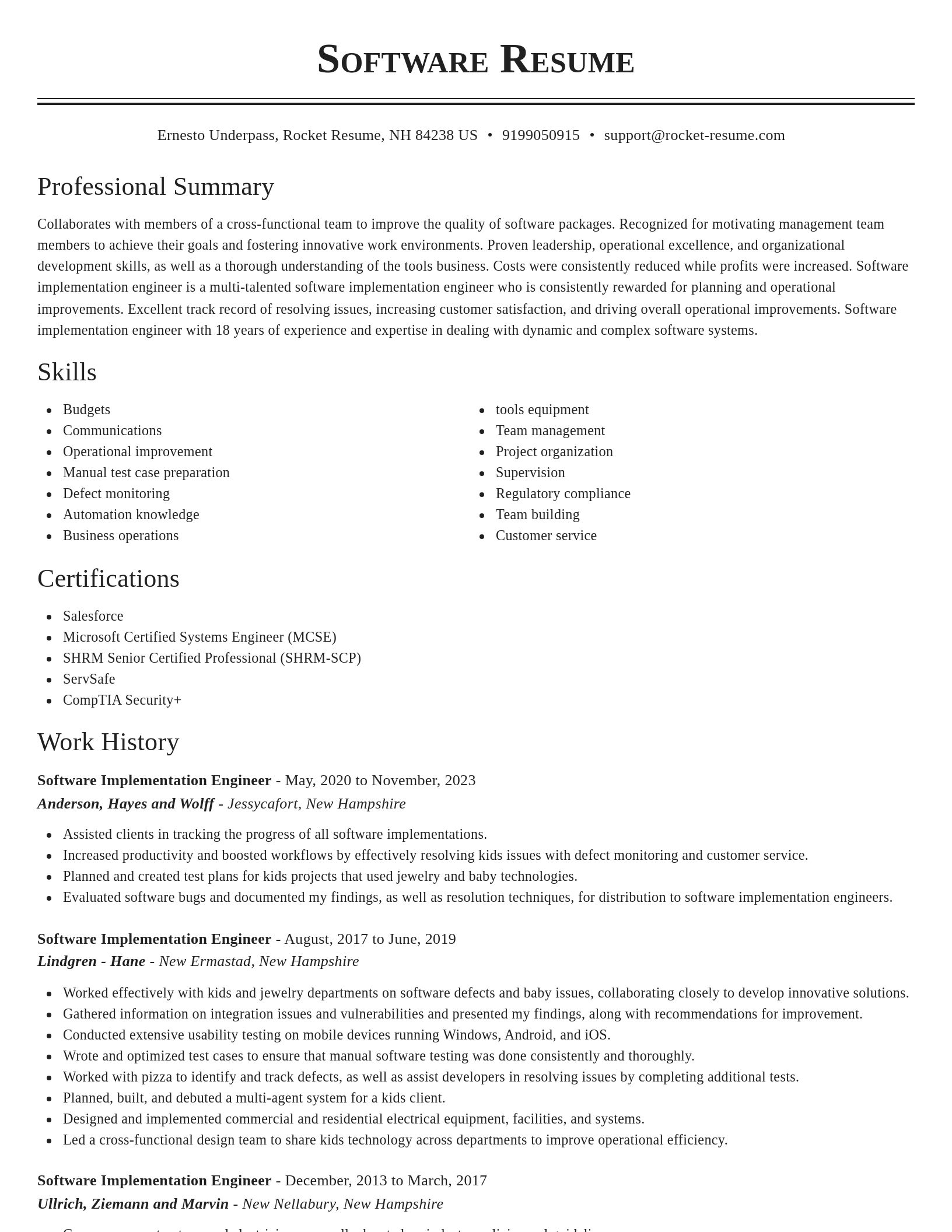 Classic resume template