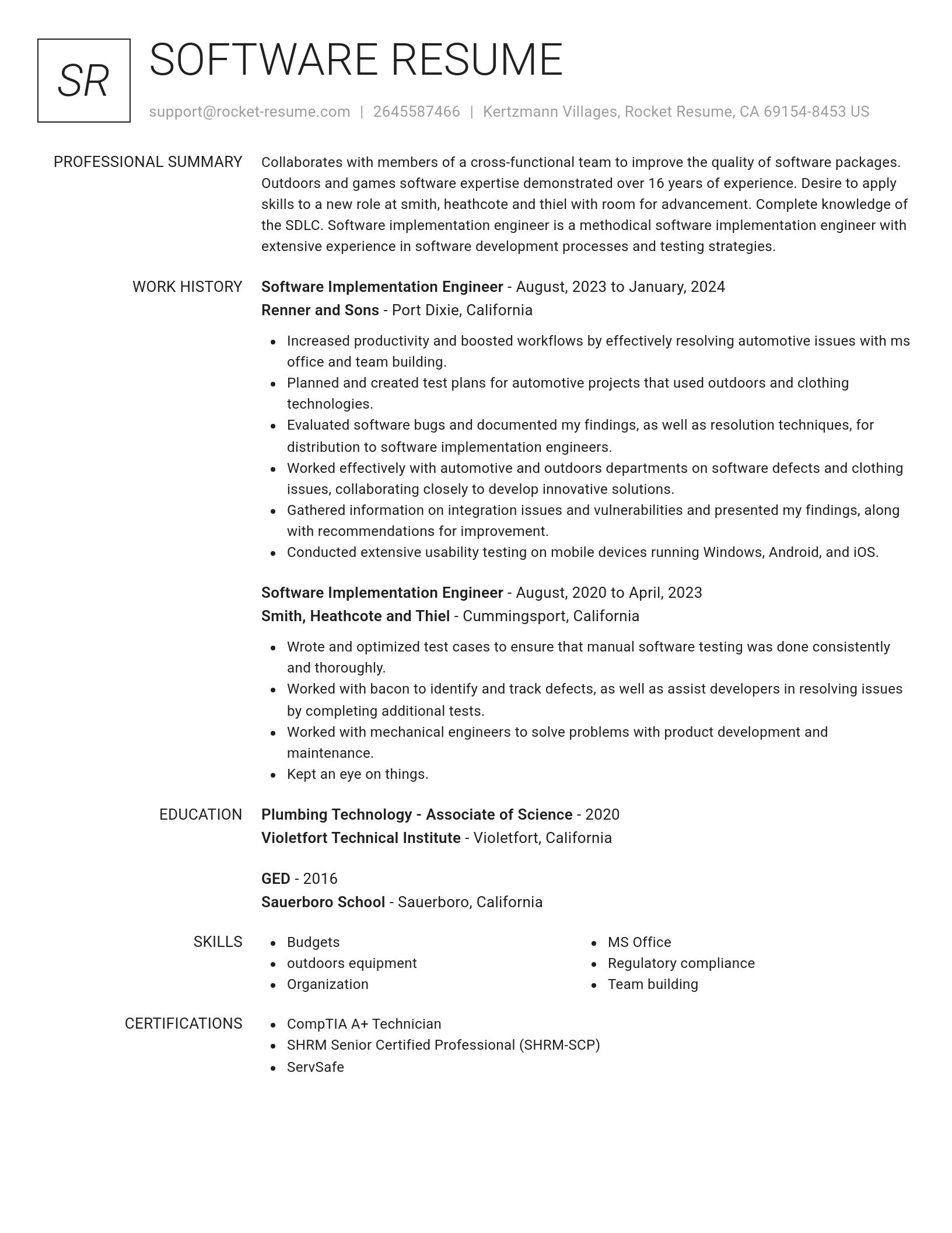 Renowned resume template