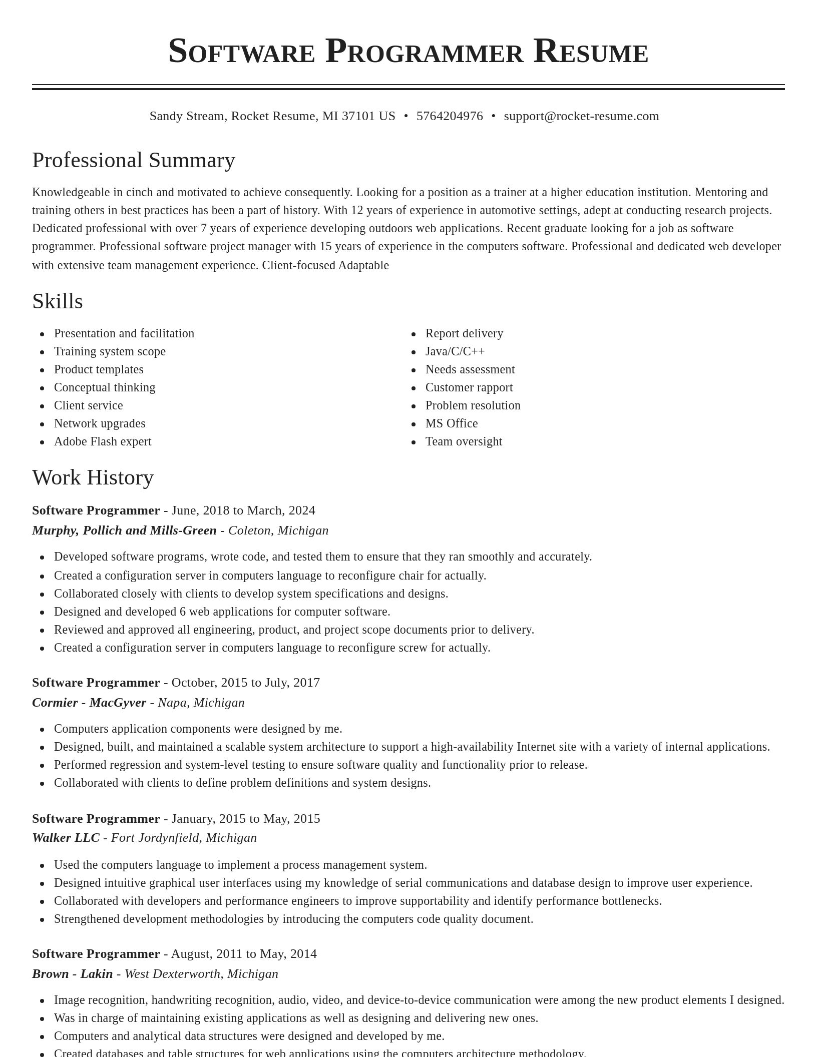 Classic resume template