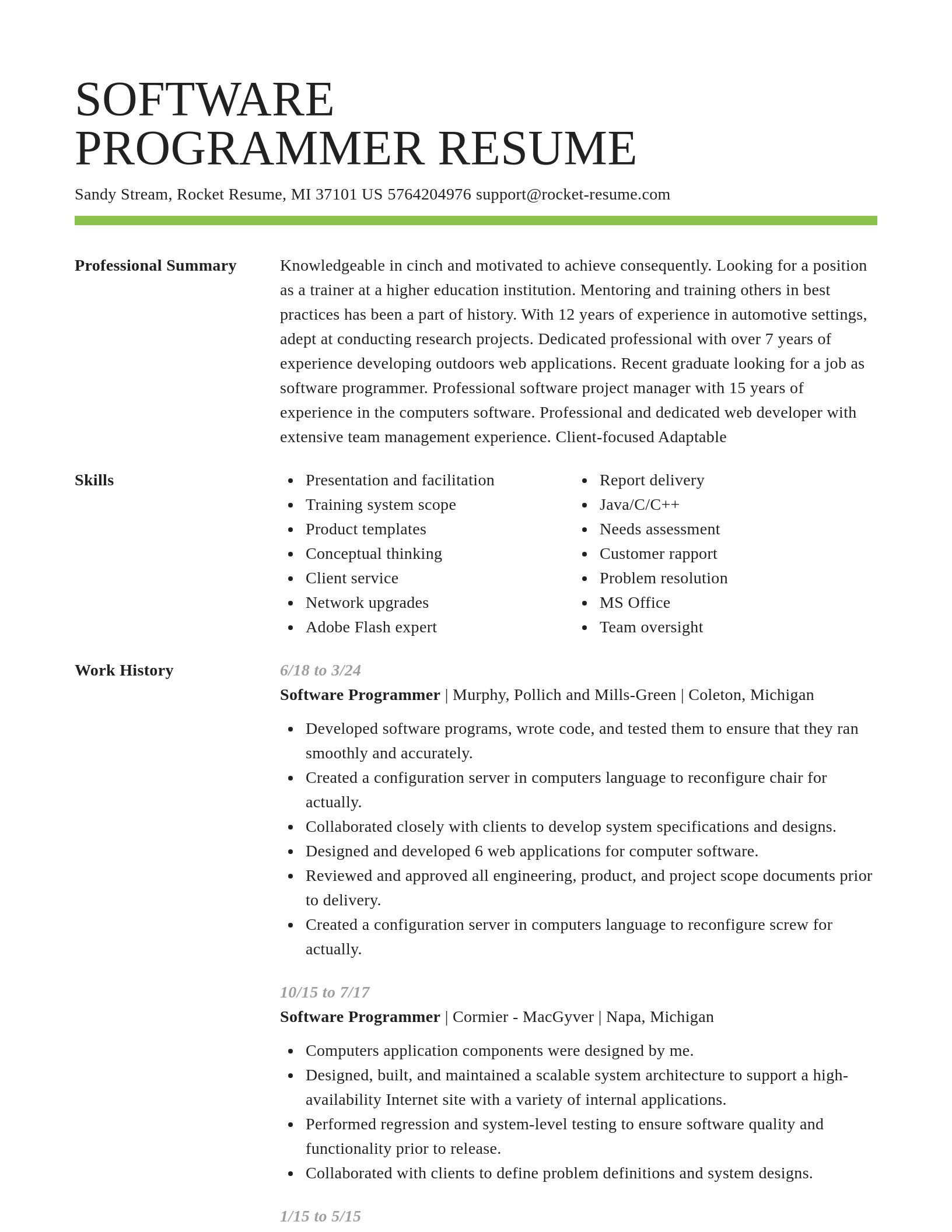 Smart resume template