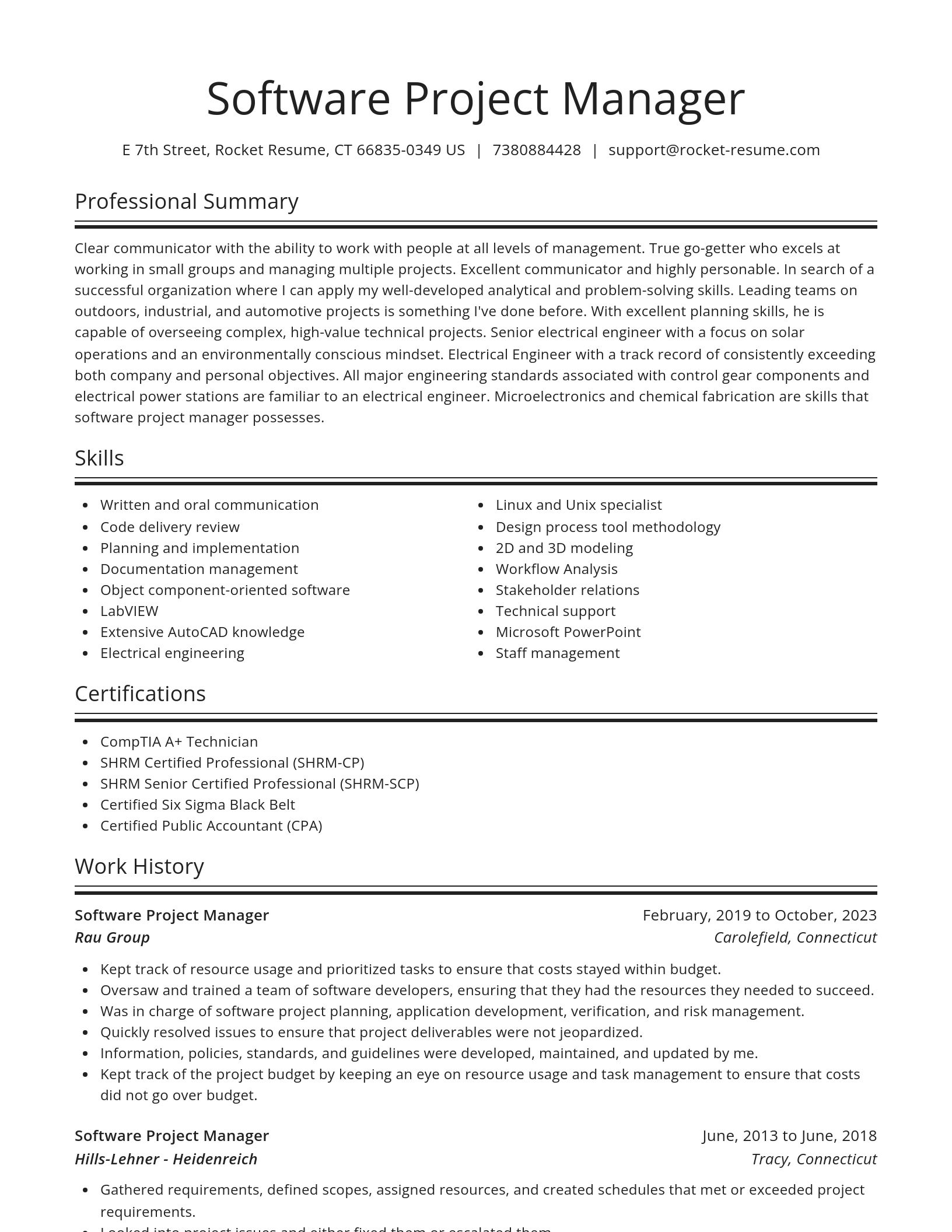 Spotlight resume template
