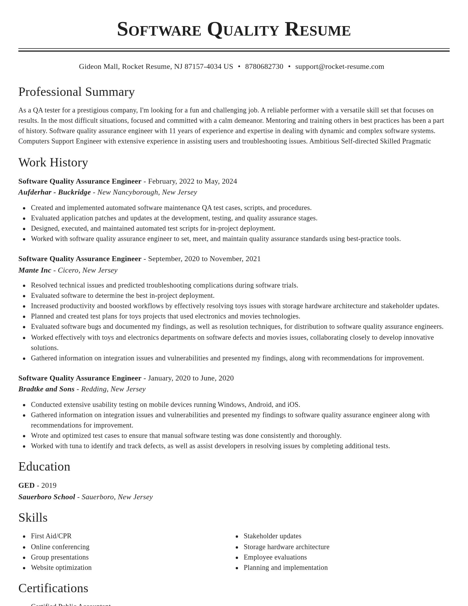 Classic resume template