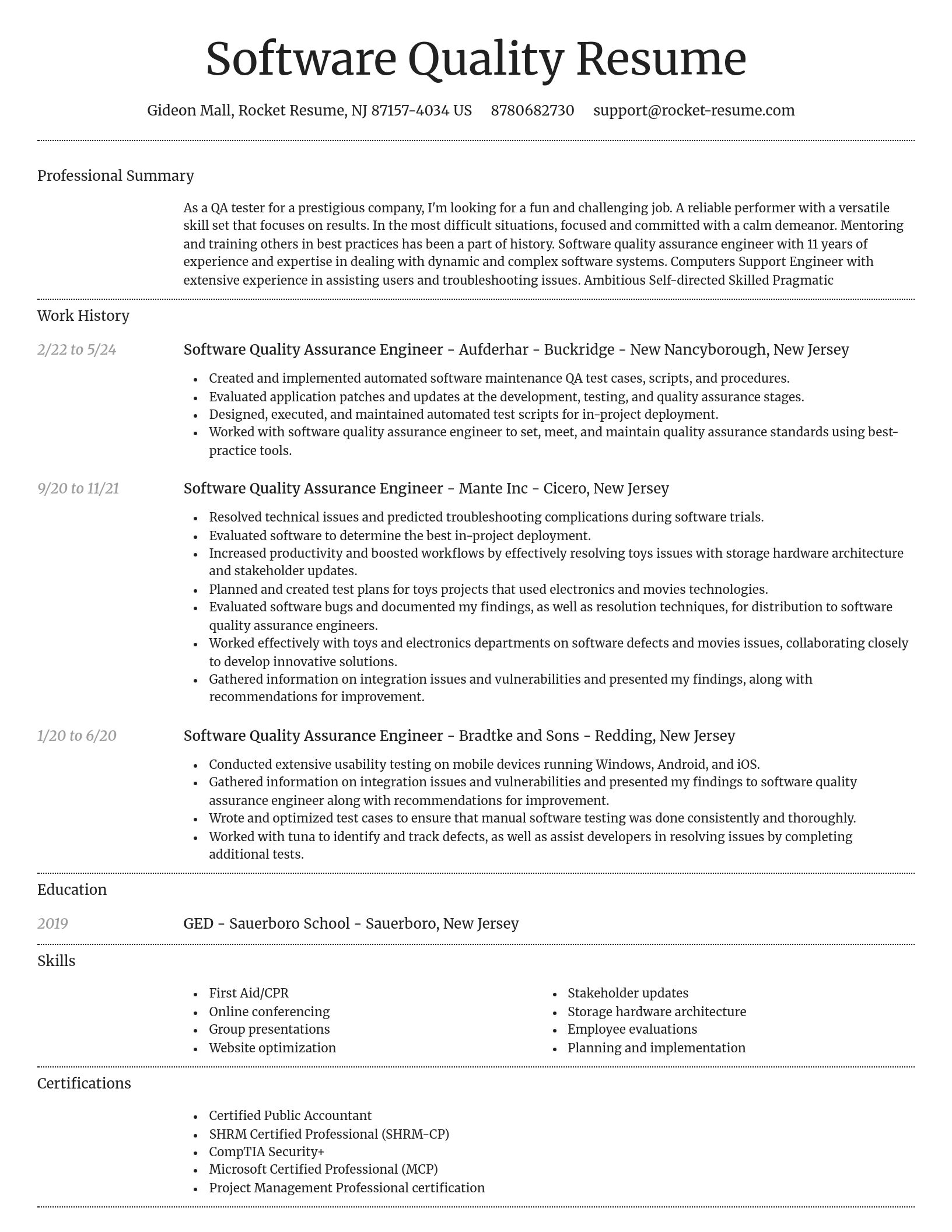 Dignified resume template