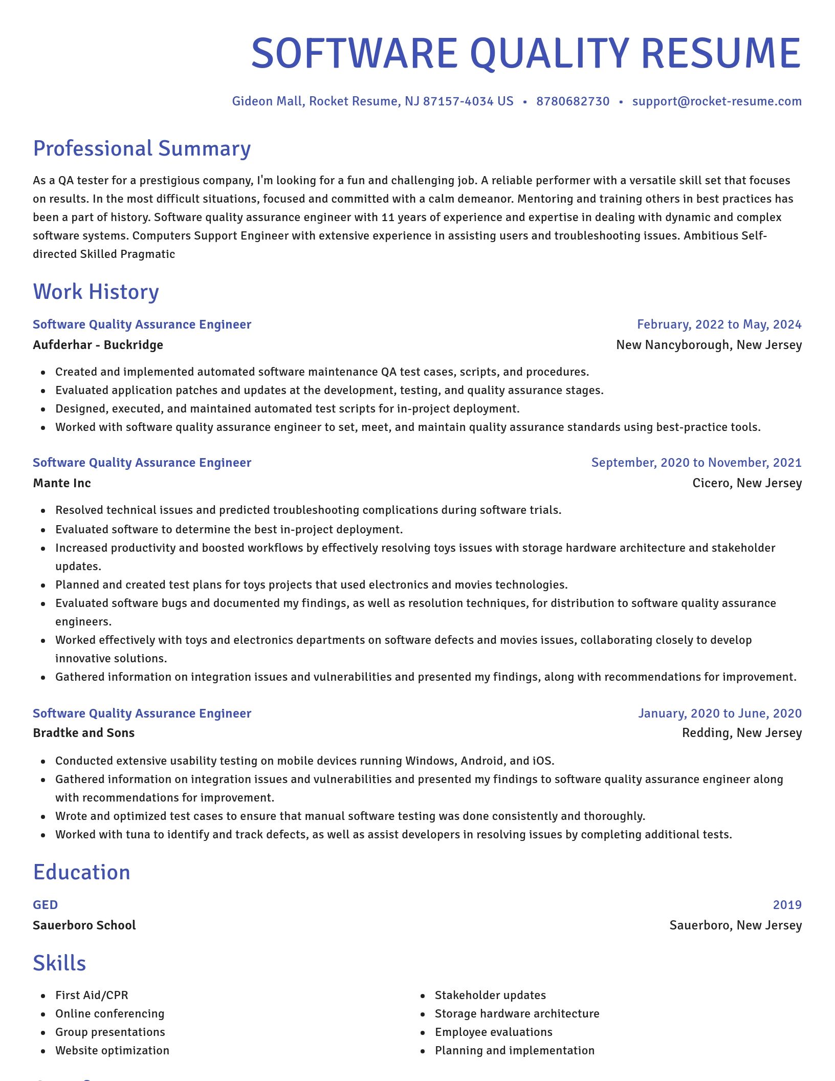 Novel resume template