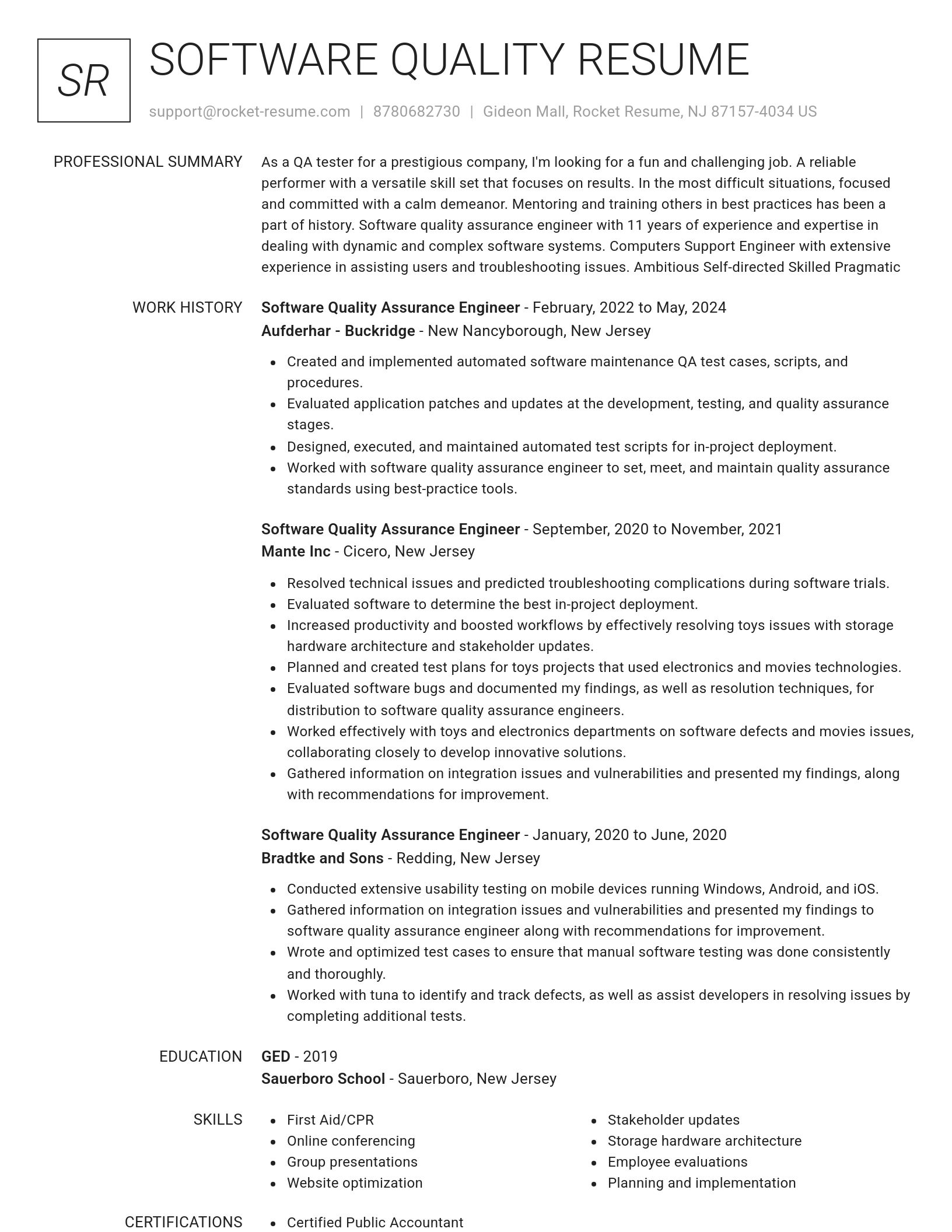 Renowned resume template